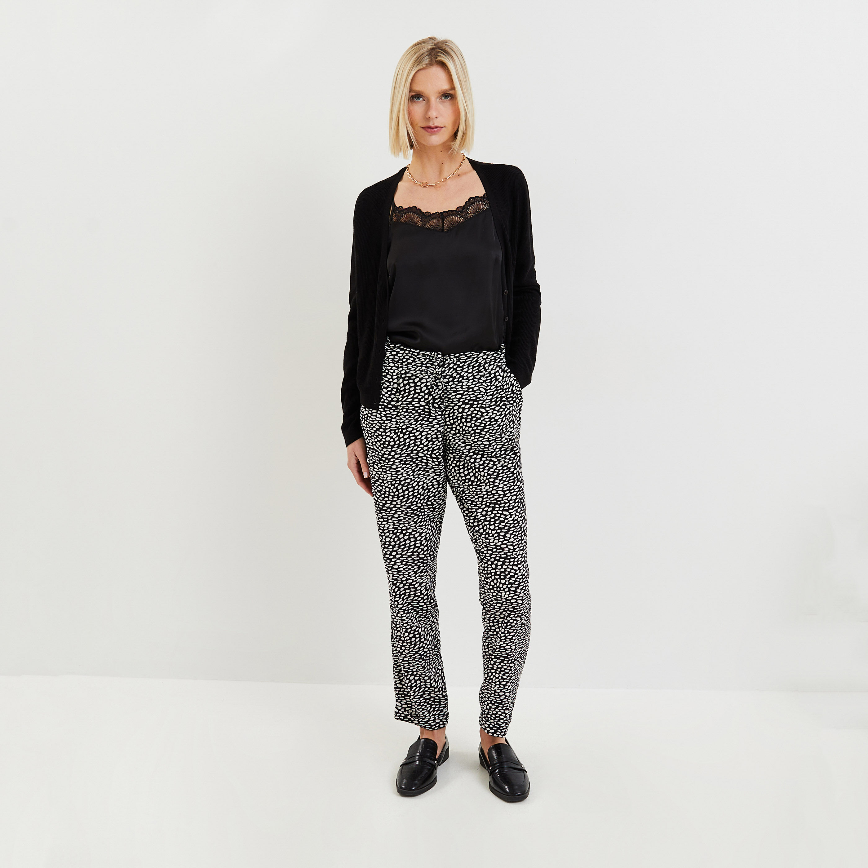 Pantalon fluide imprim&eacute; femme