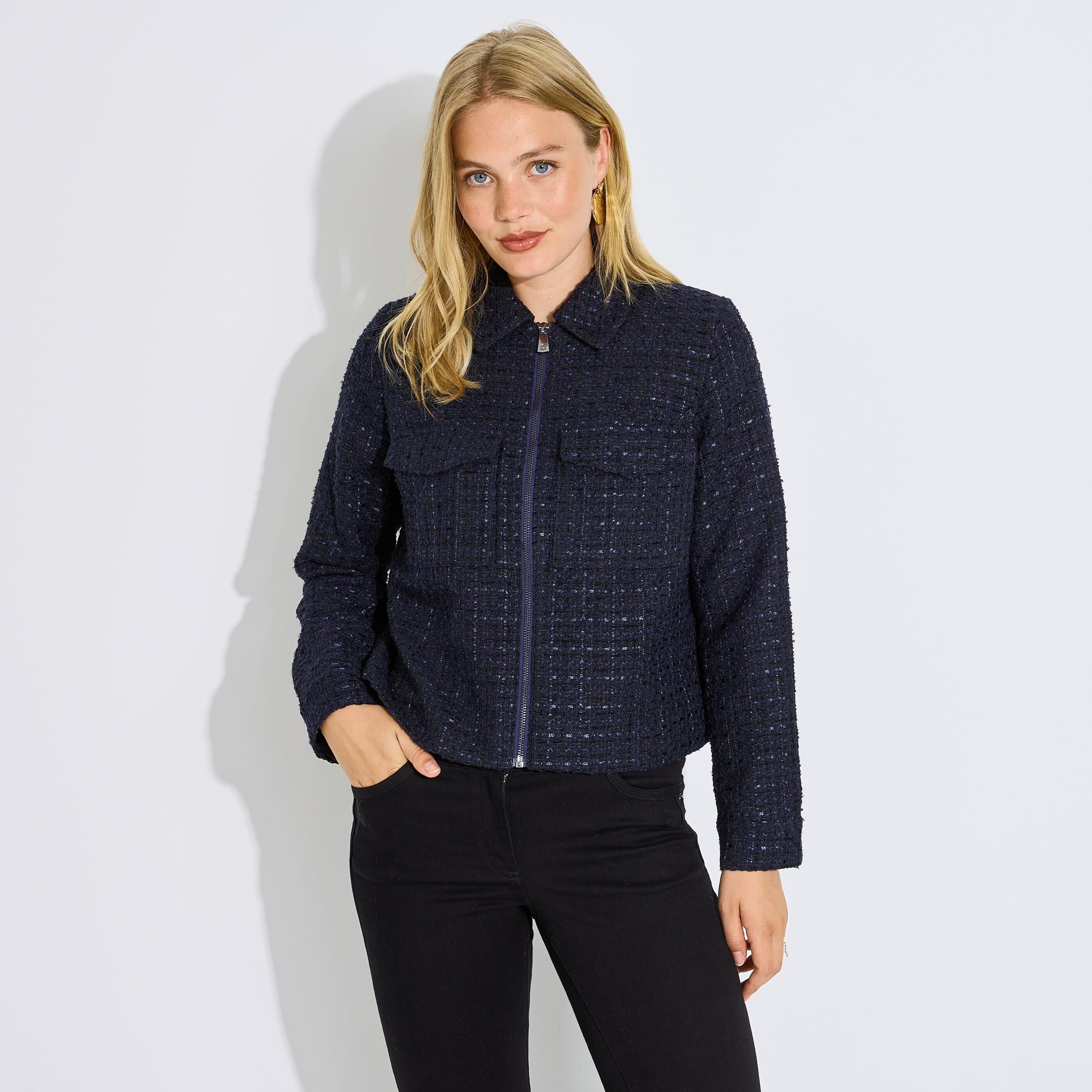 Veste zip manches longues femme