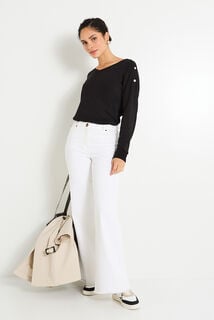 Pull uni col V femme