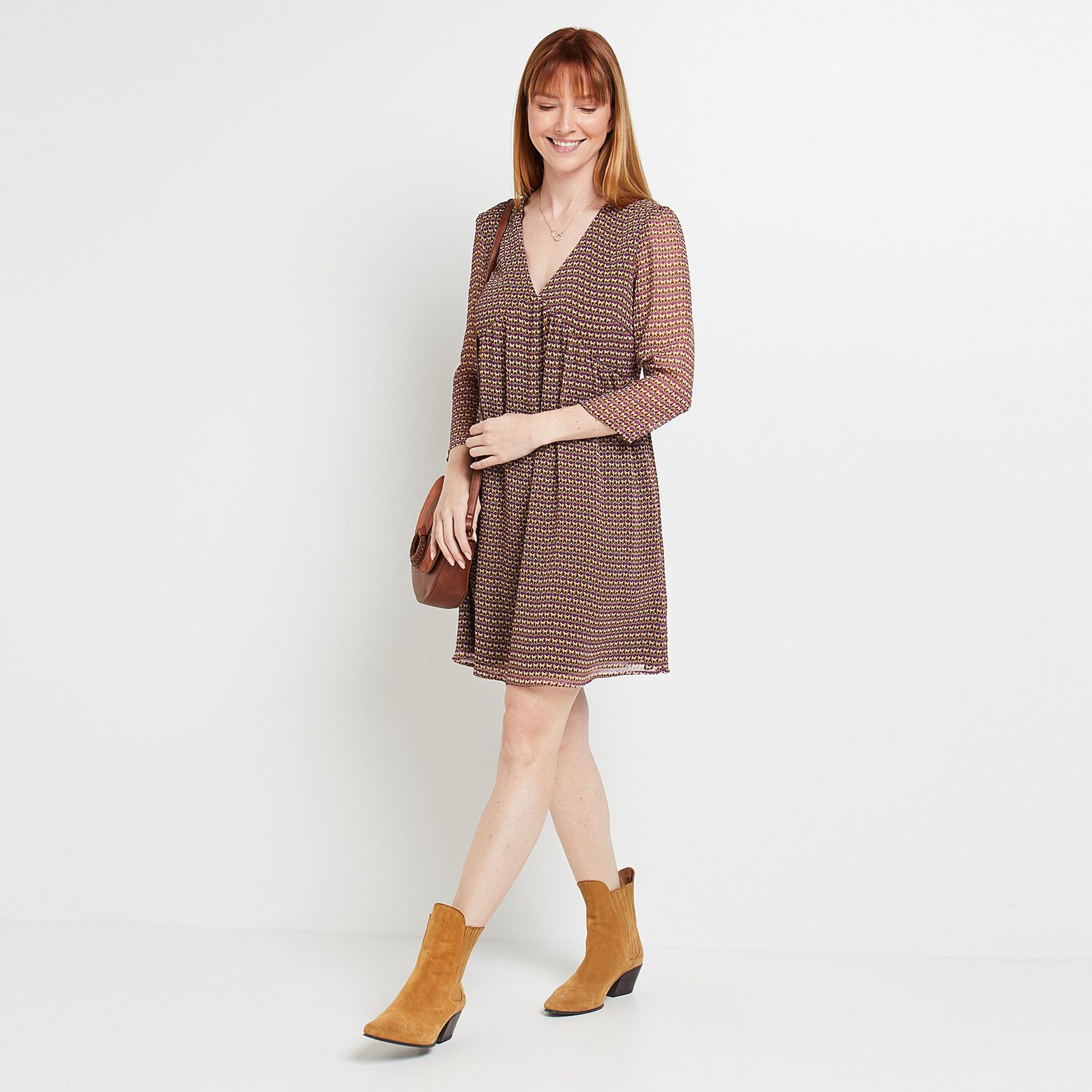 Robe en voile imprimée femme