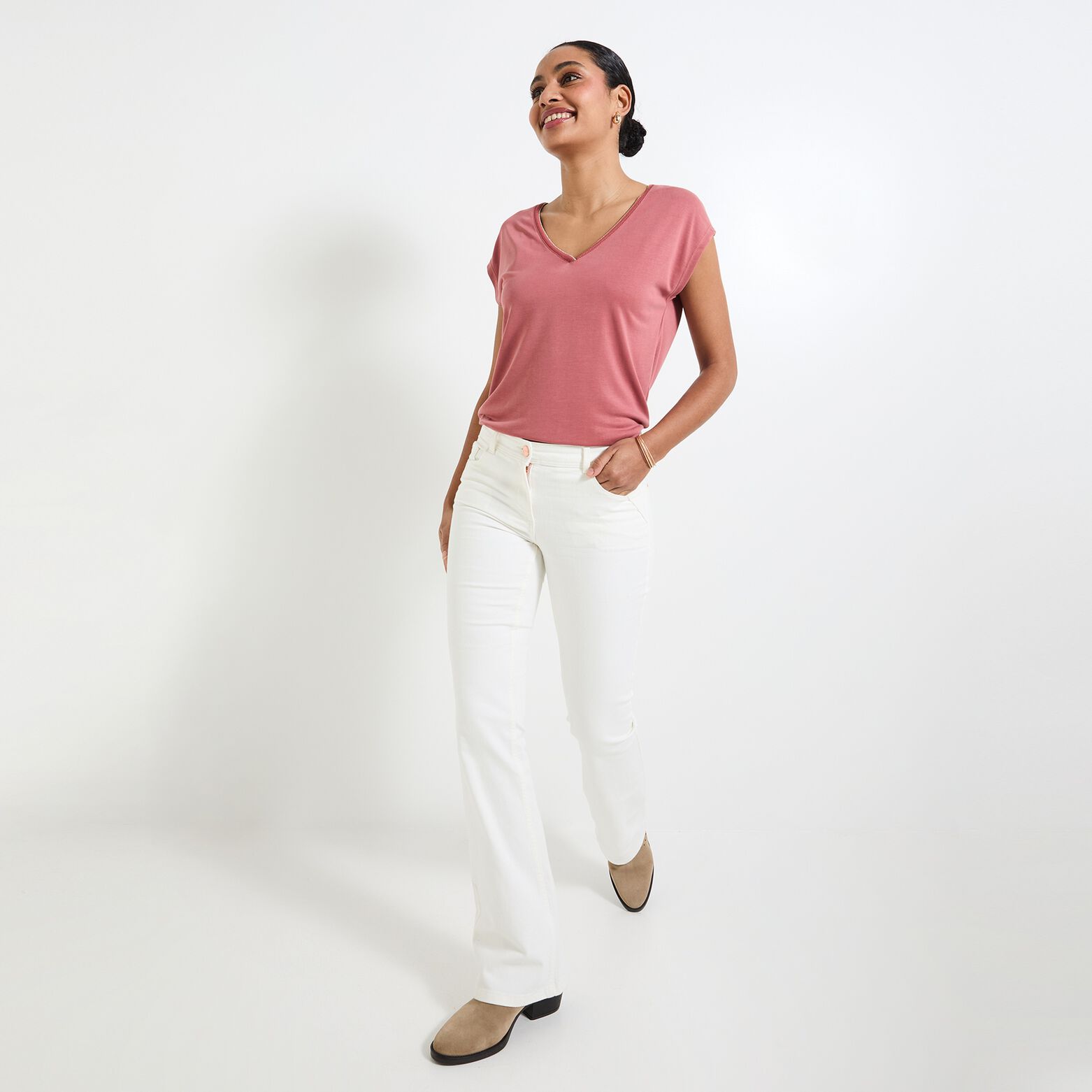 T-shirt col V femme