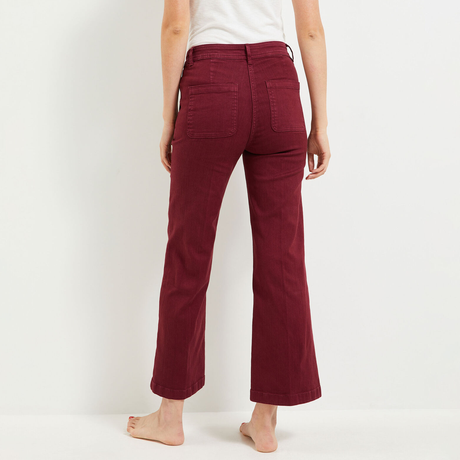 Pantalon flare raccourci femme