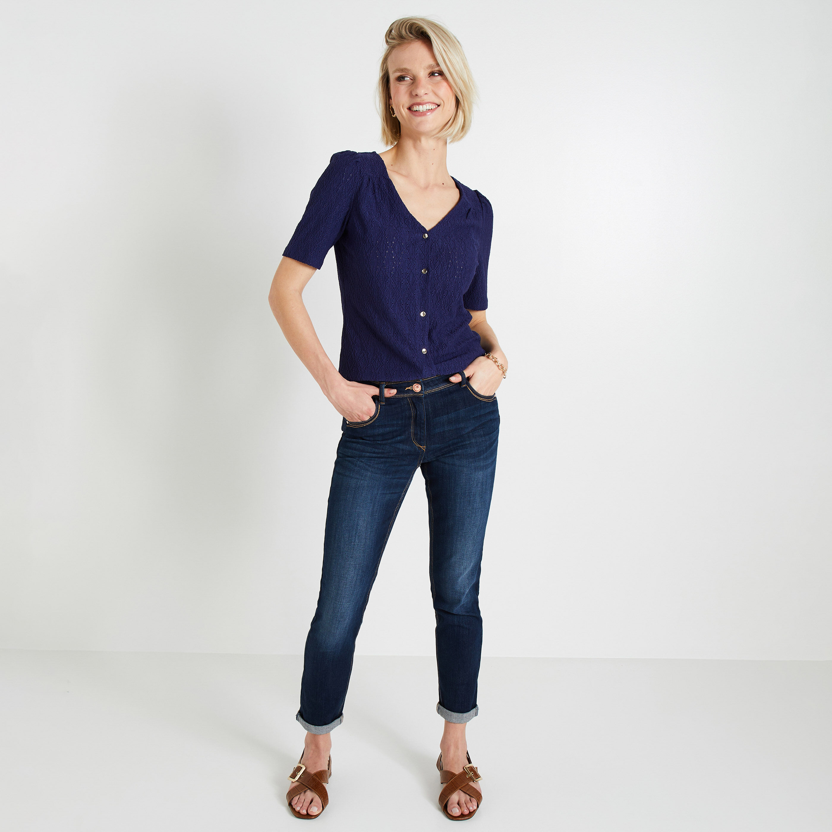 Tshirt maille ajour&eacute;e femme