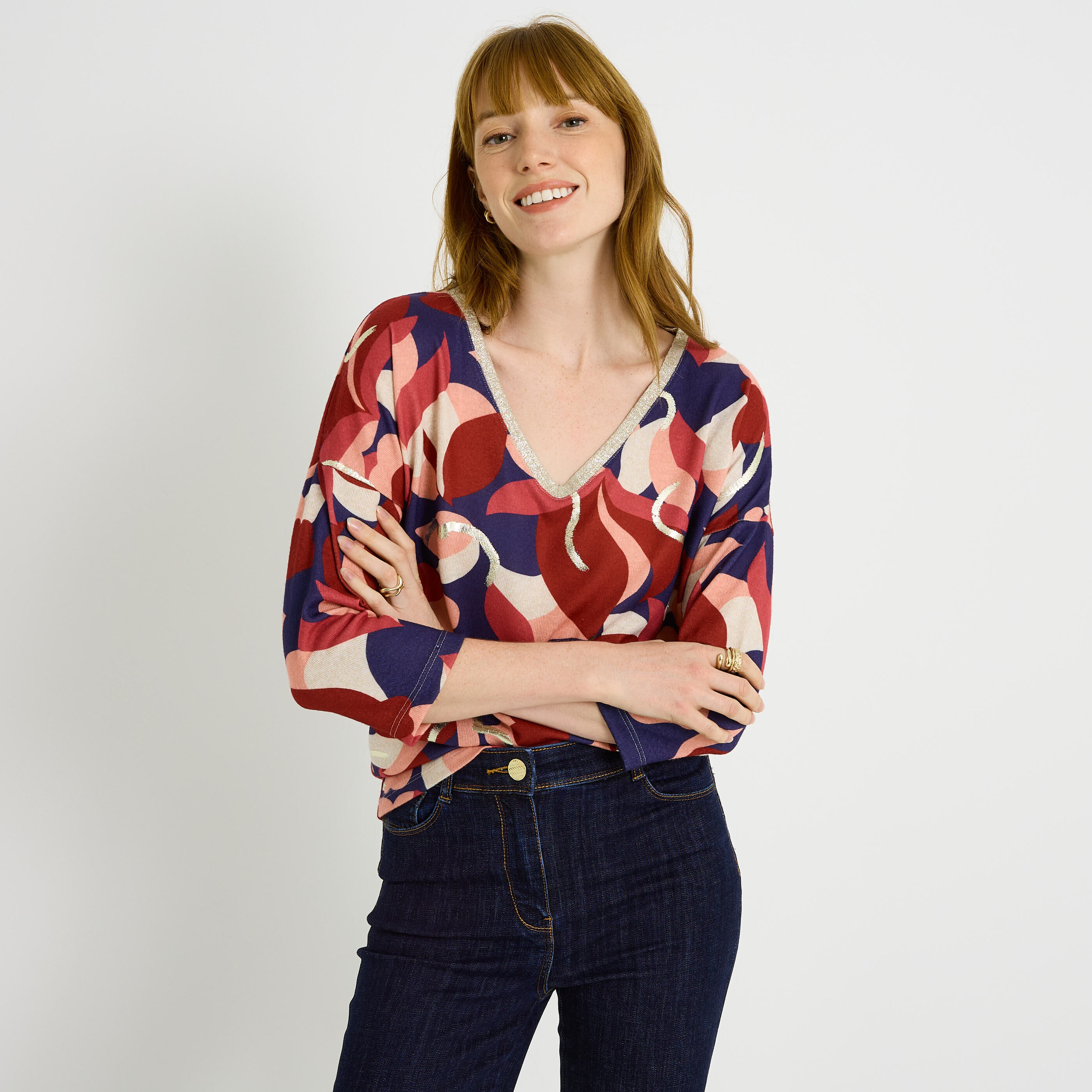 T-shirt imprim&eacute; fleuri femme
