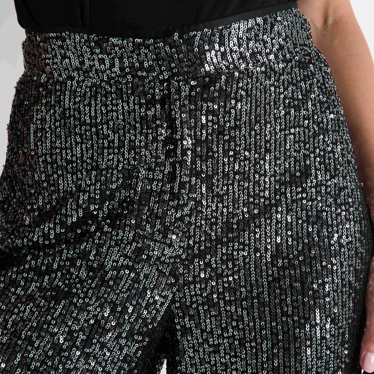 Pantalon large à sequins femme
