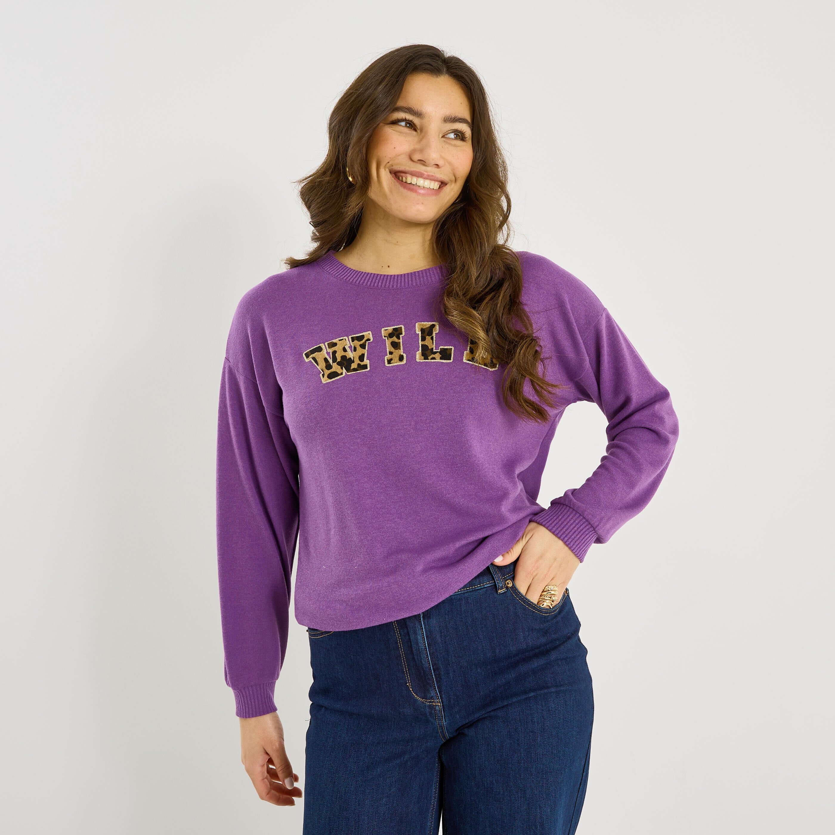 T-shirt doudou print l&eacute;opard femme