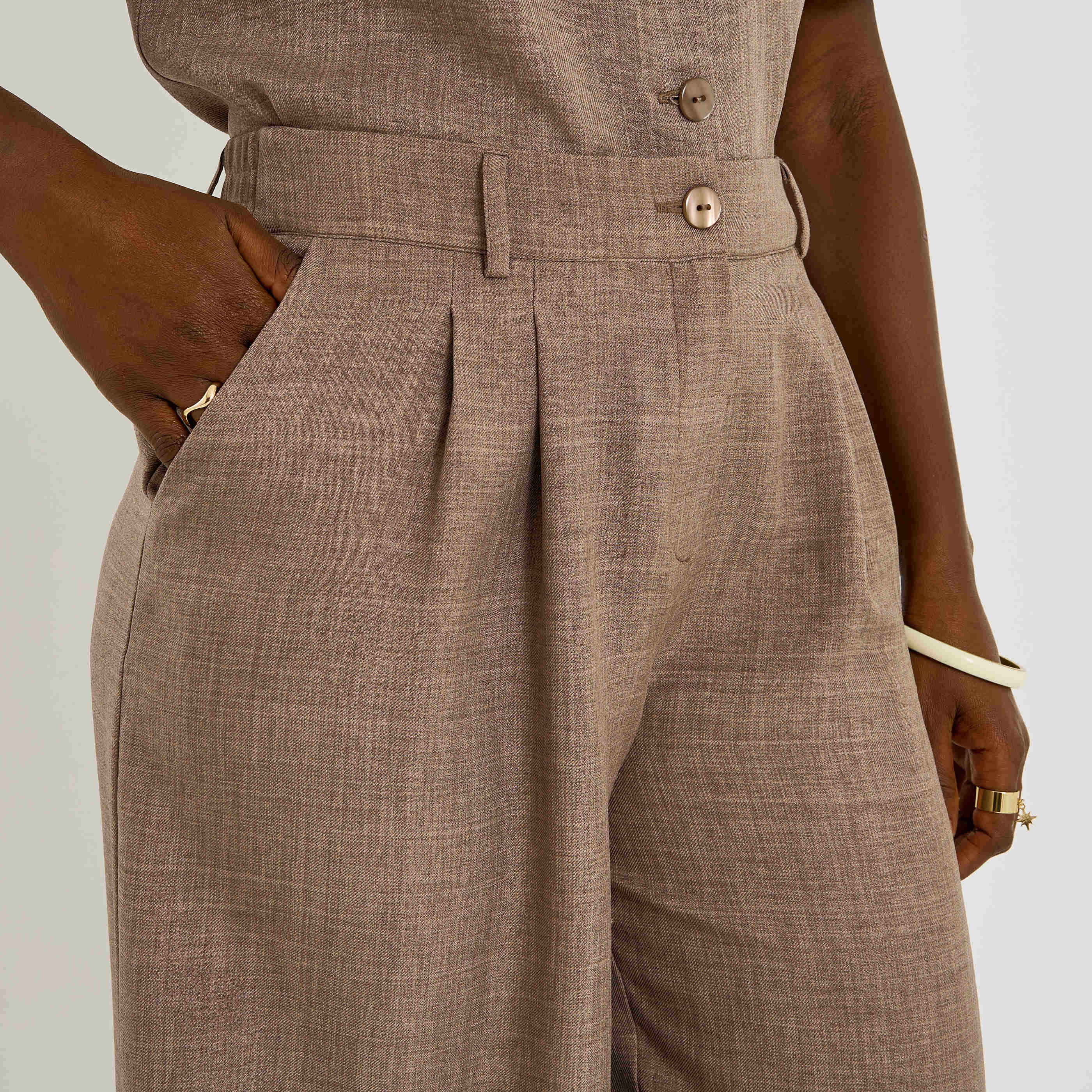 Pantalon large &agrave; pinces femme