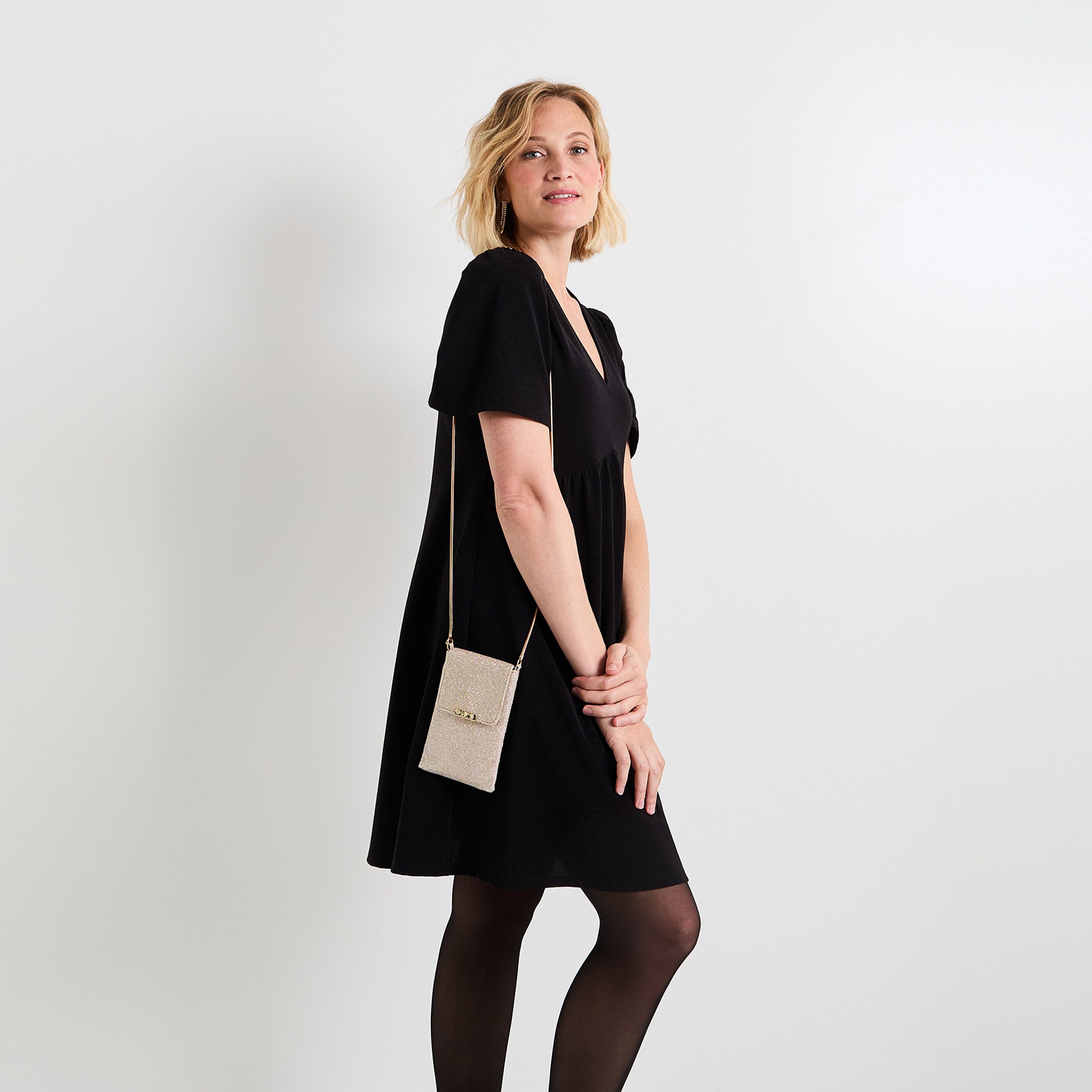 Robe maille manches courtes femme