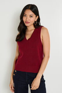 Pull sans manches à col V femme