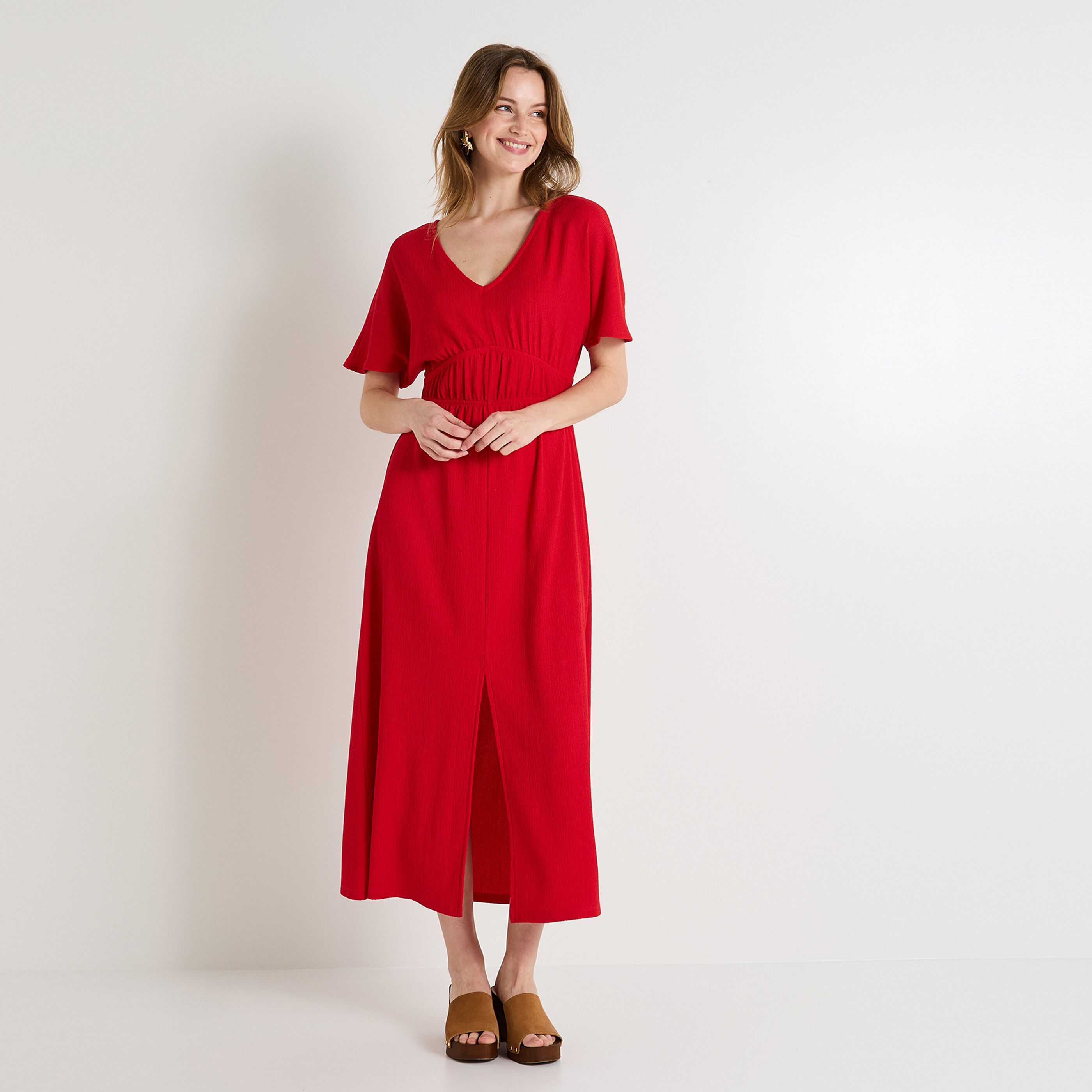 Robe longue en maille femme