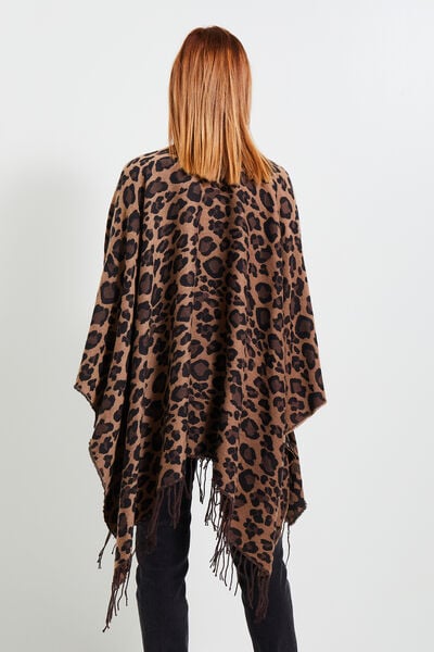 Poncho motif léopard femme