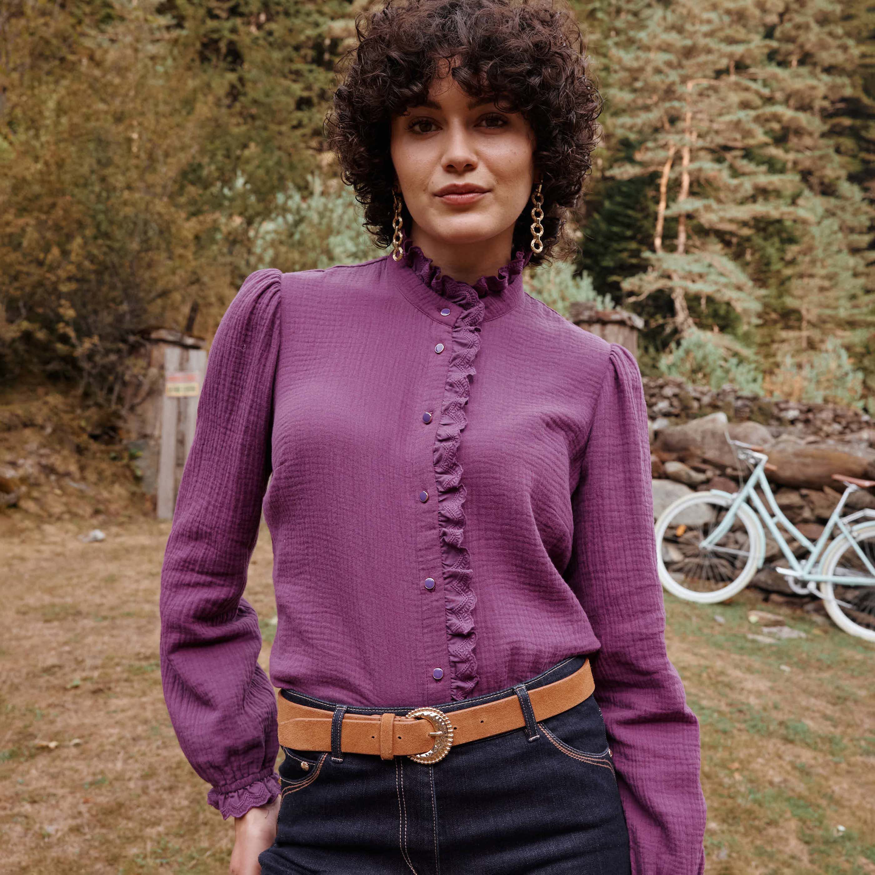 Chemisier col montant femme