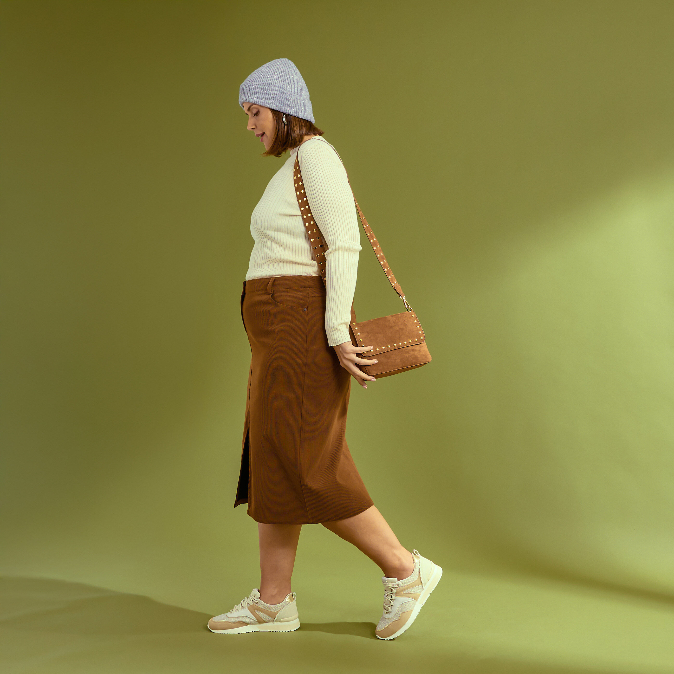 Jupe en velours mi-longue