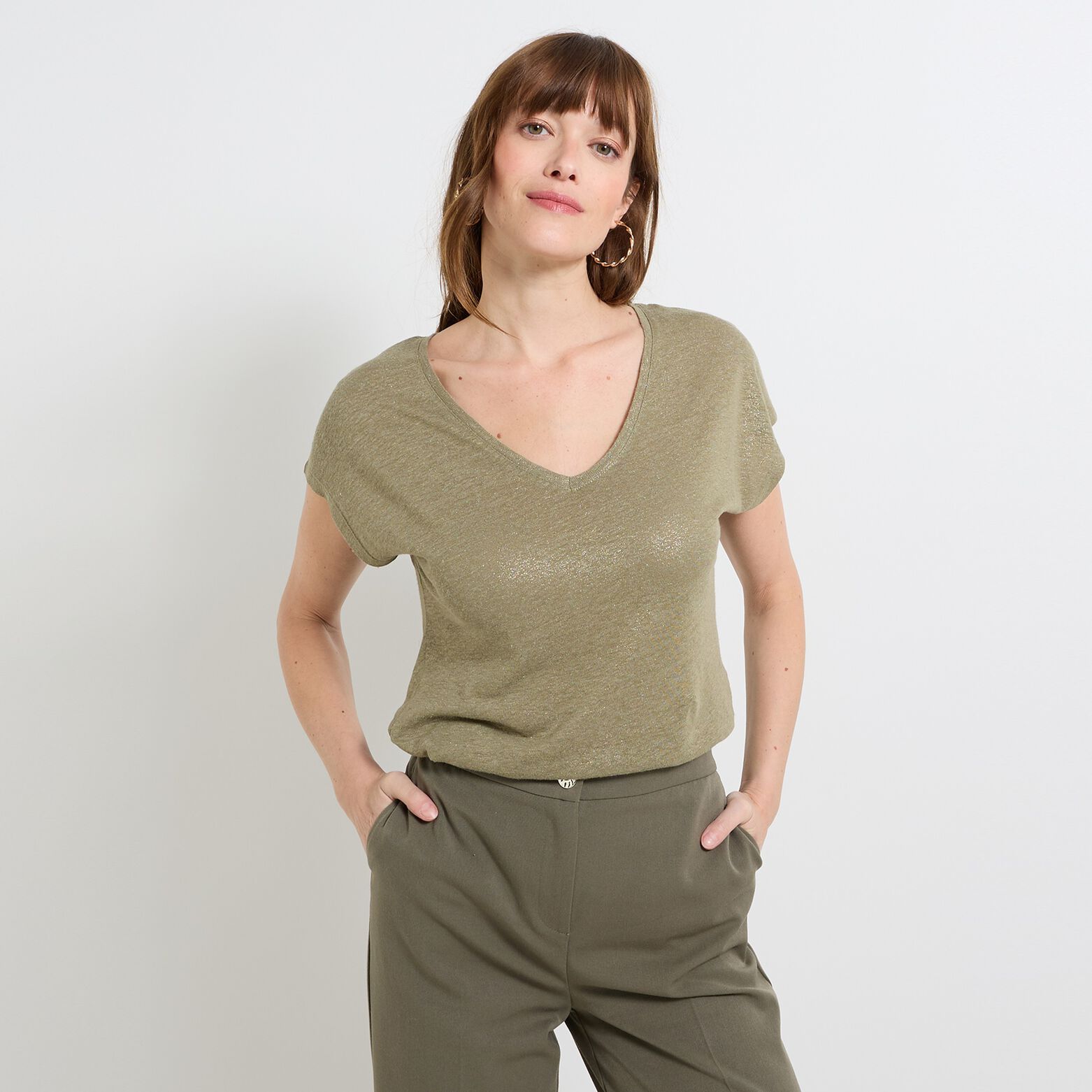 T-shirt en lin mélangé femme