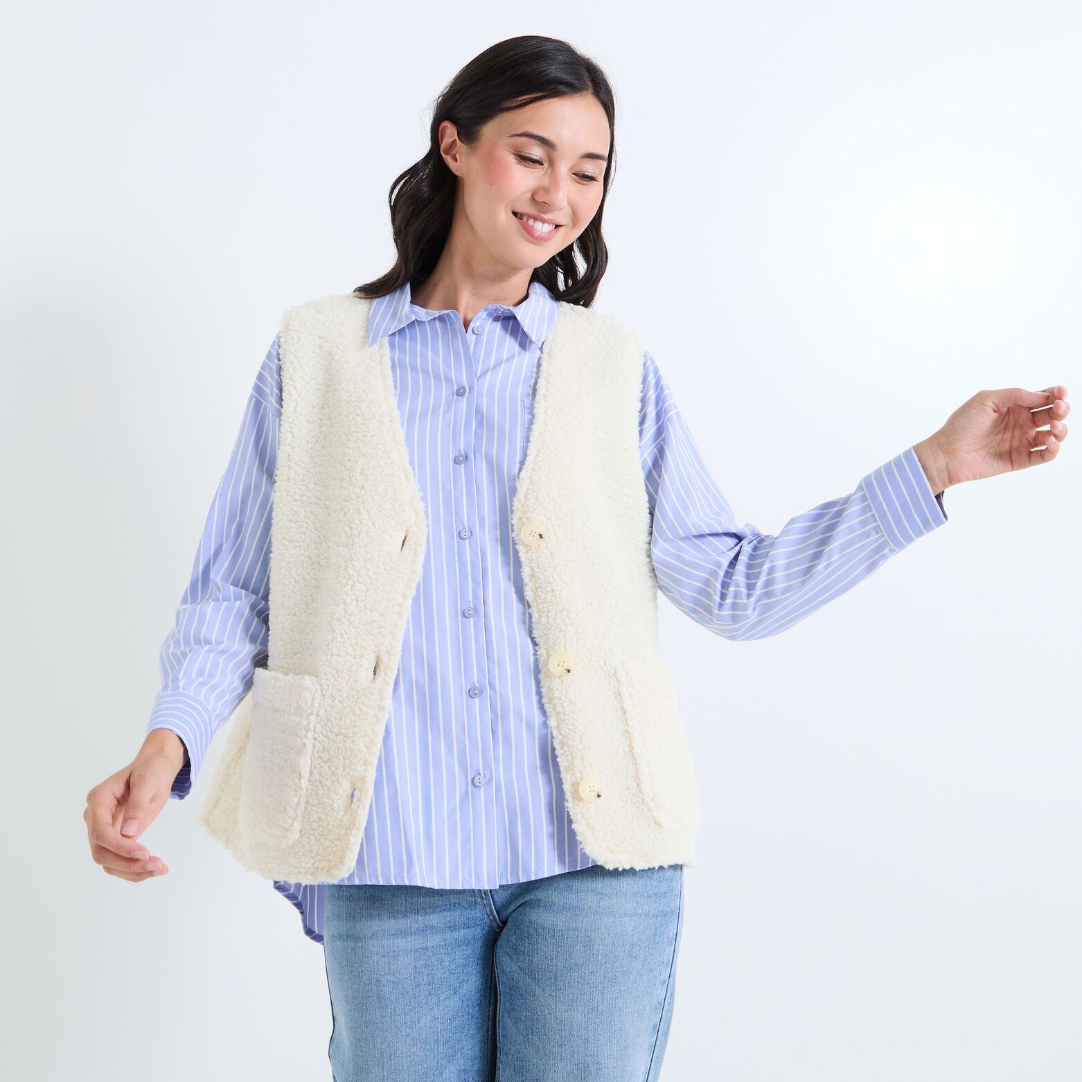 Gilet moumoute sans manche femme