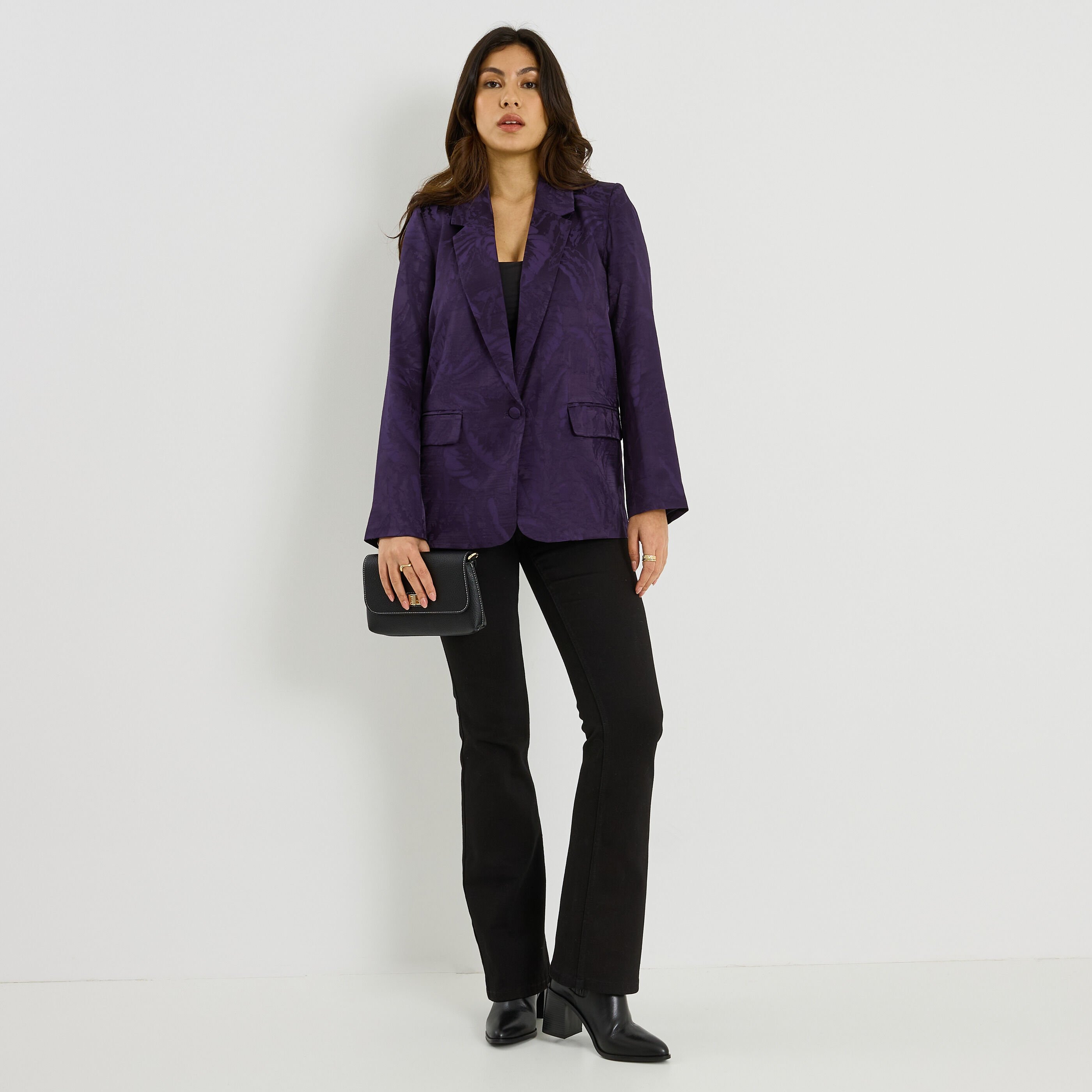 Blazer droit motif jacquard femme