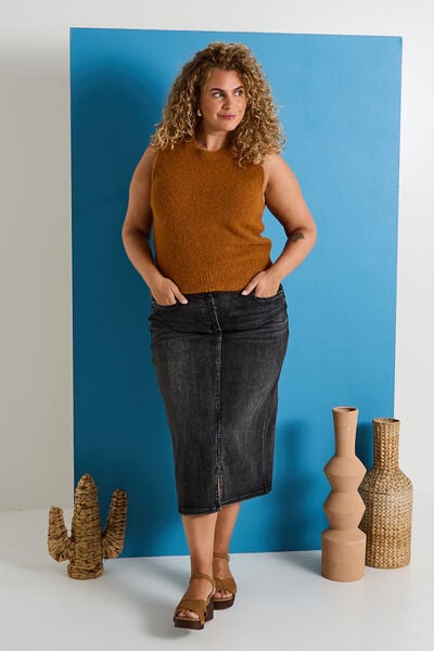 Pull col rond sans manches femme