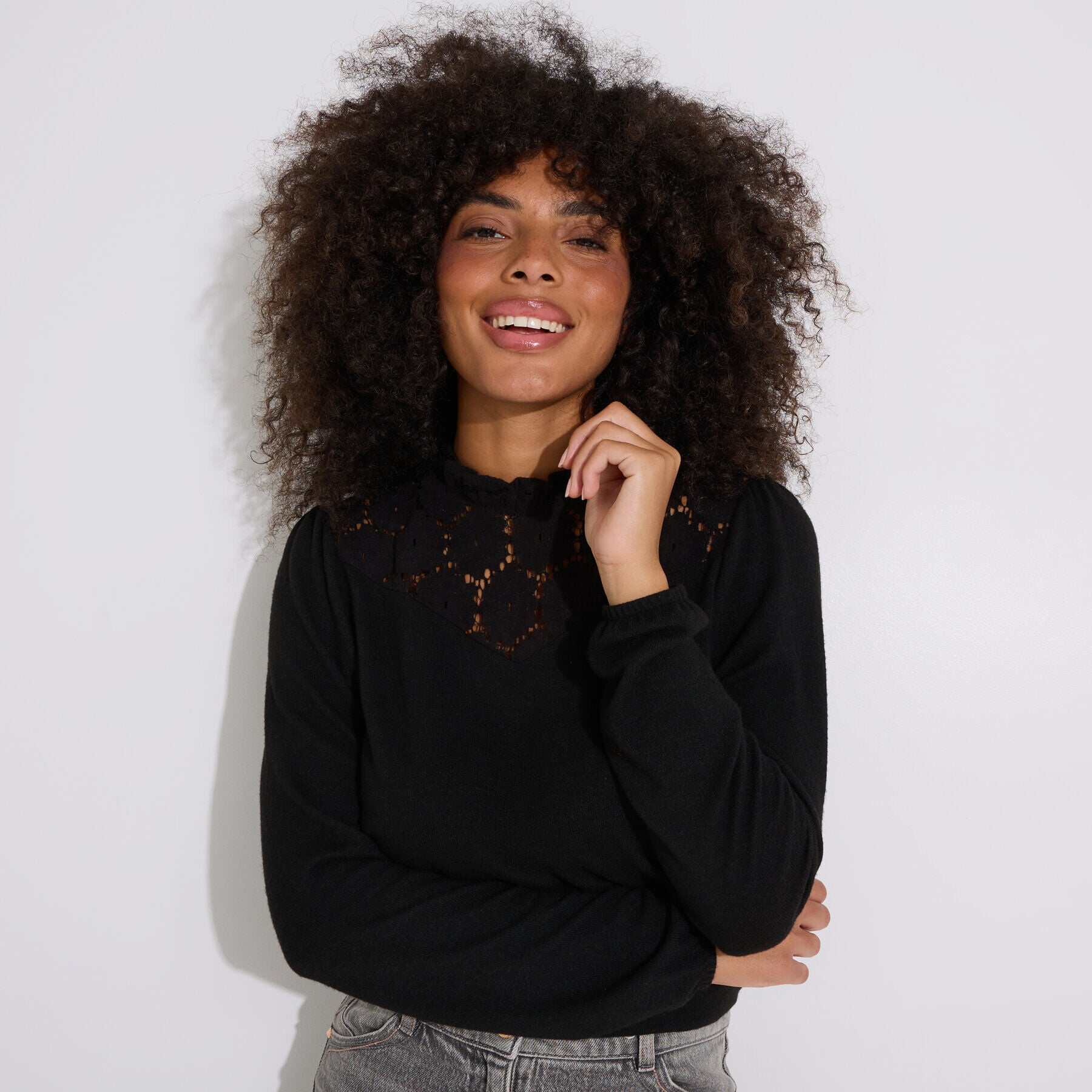 T-shirt col victorien femme