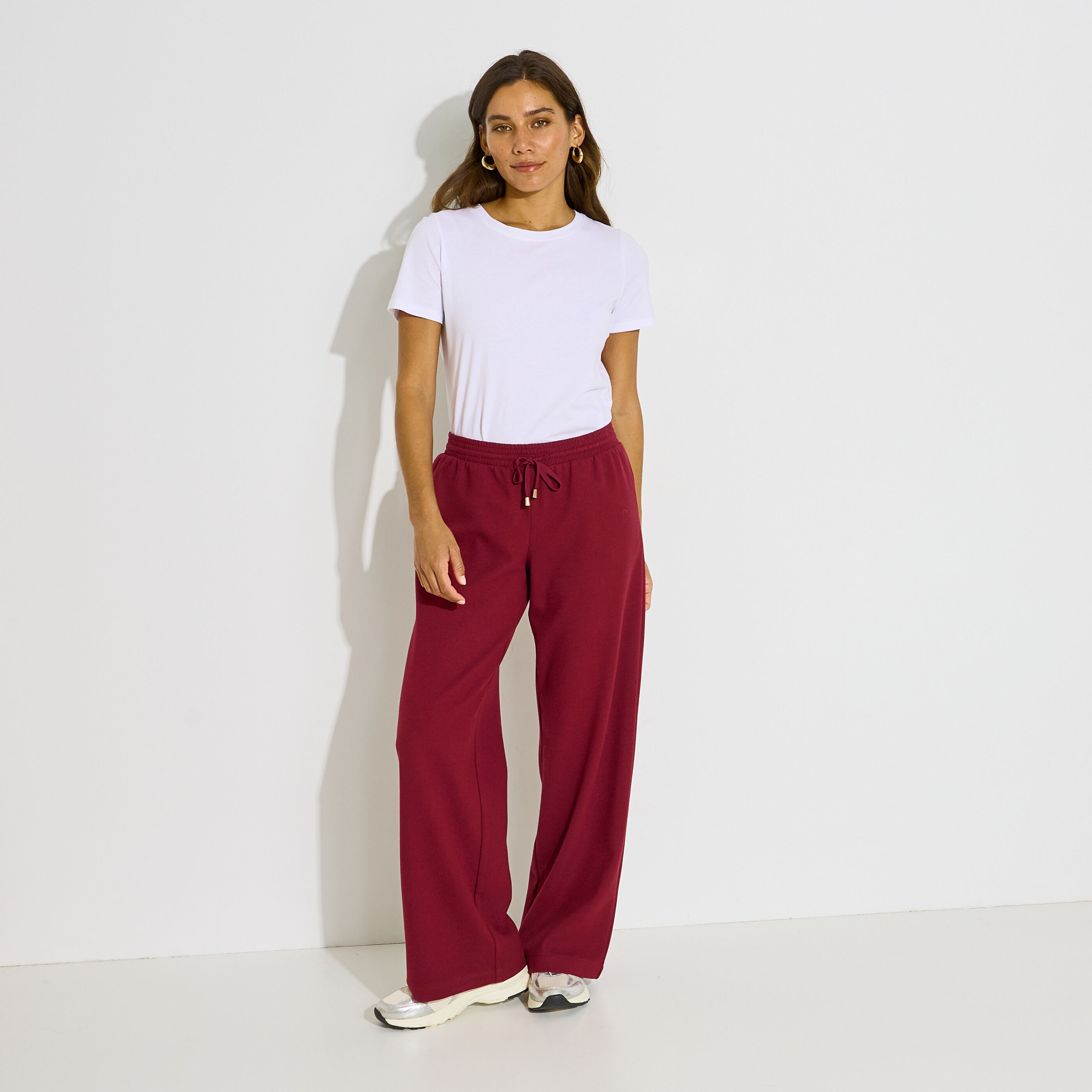 Pantalon droit ample chaud maille femme