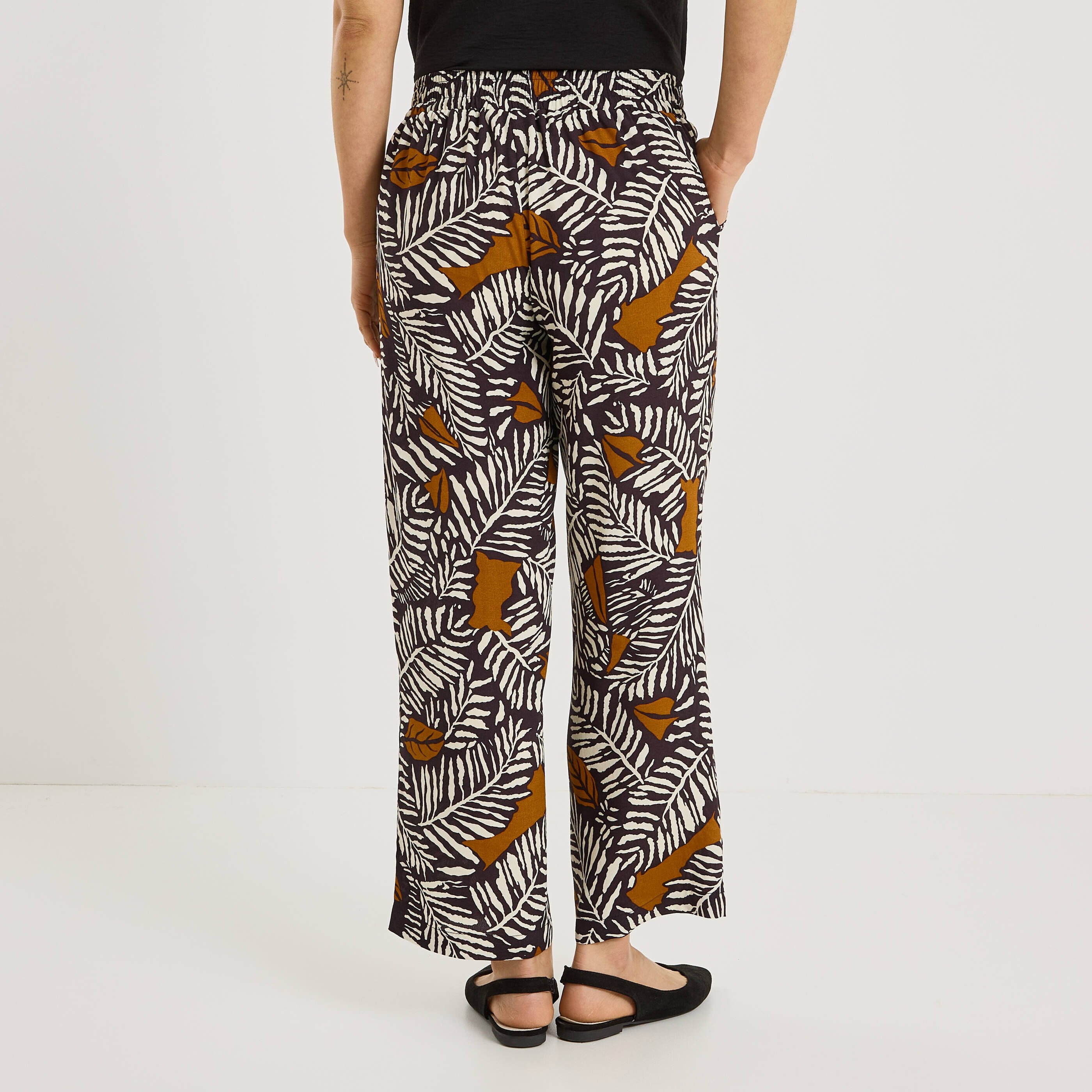 Pantalon fluide imprim&eacute; femme