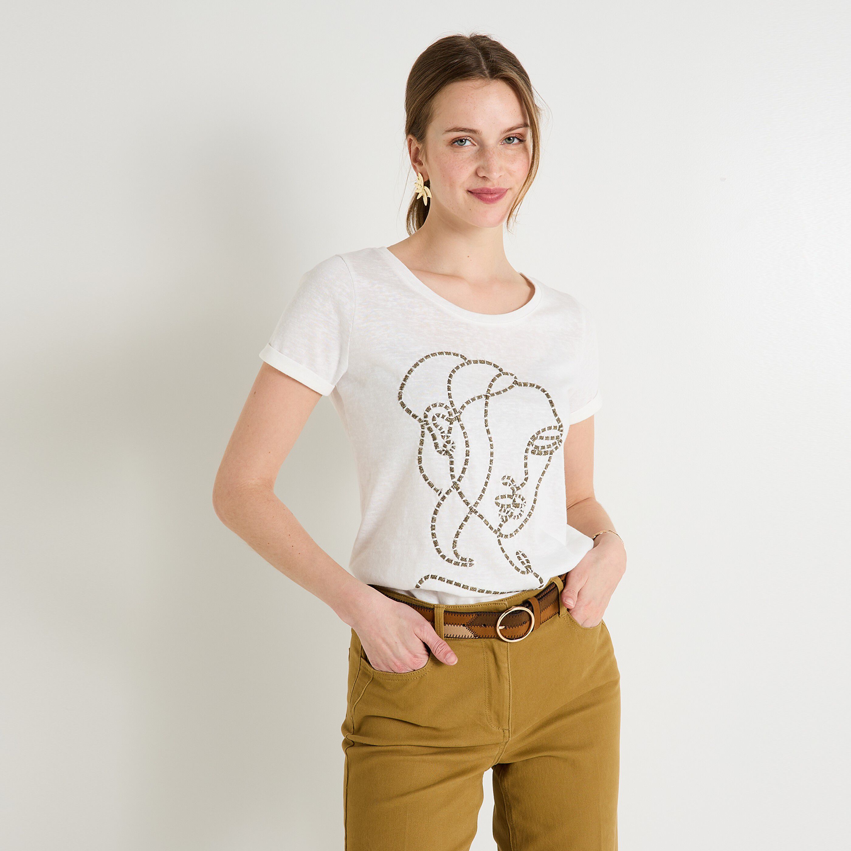 T shirt col rond femme