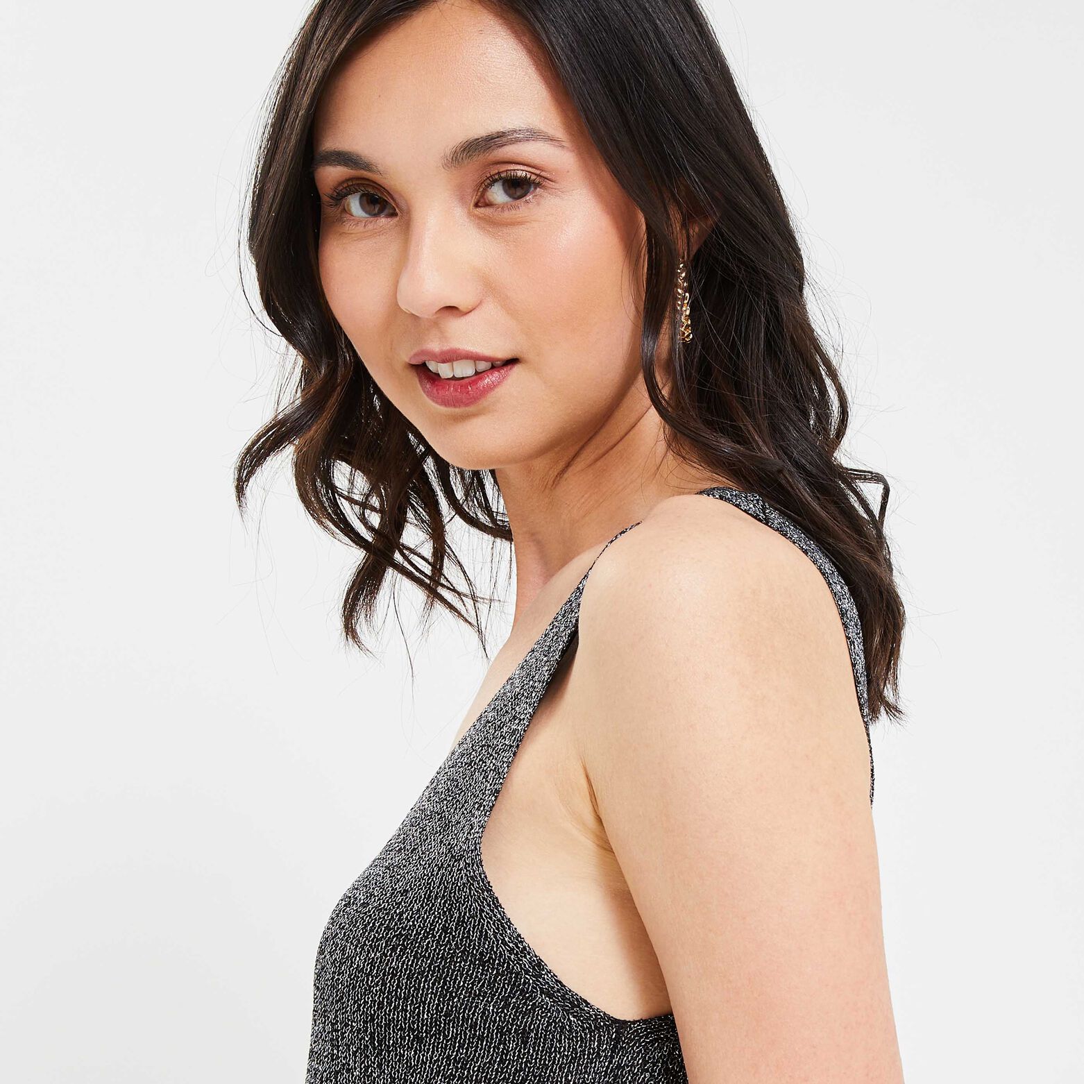 Débardeur maille cotelée lurex
