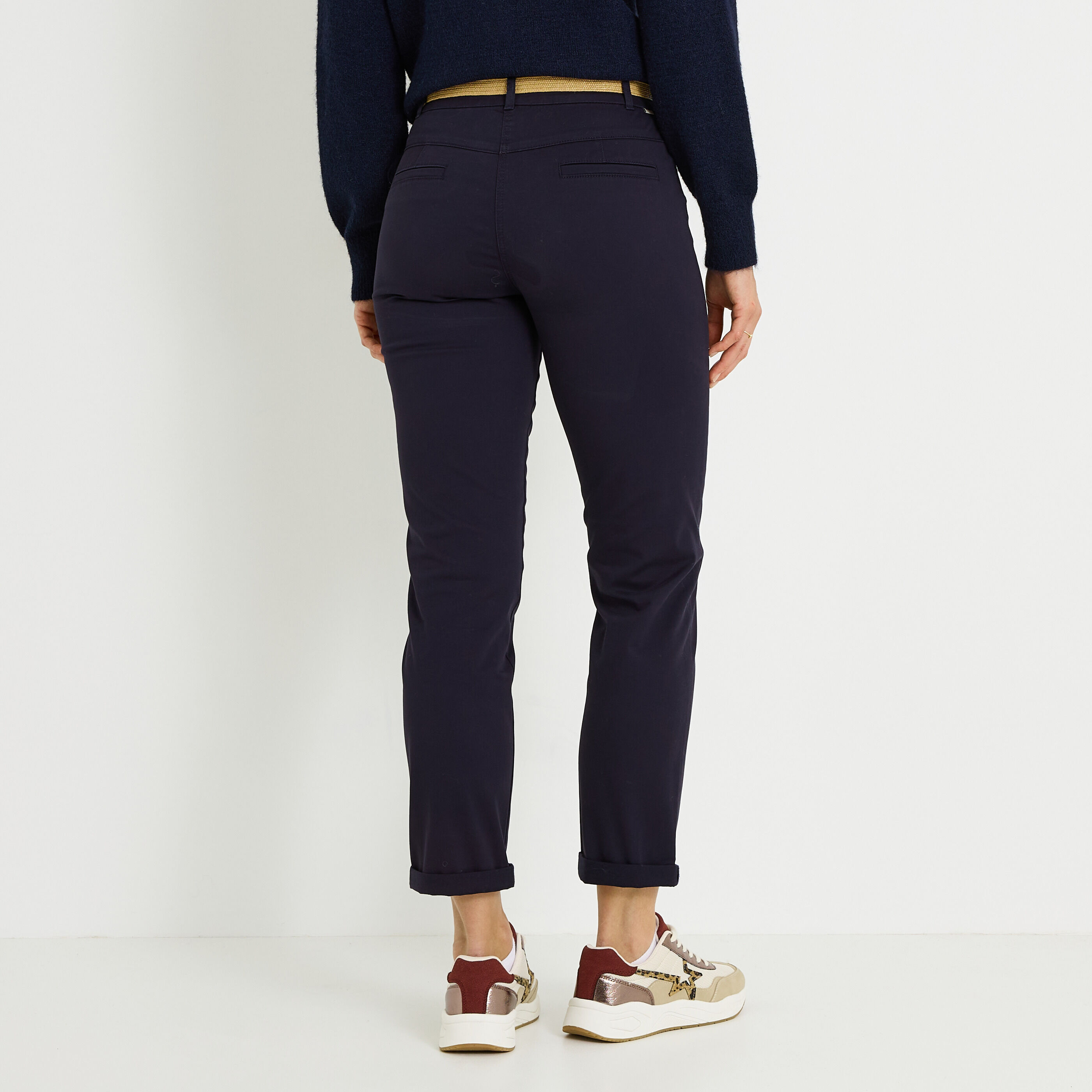 Pantalon chino uni femme