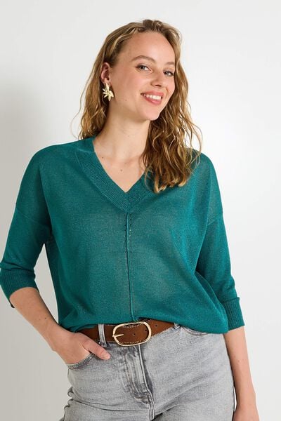 Pull col V femme