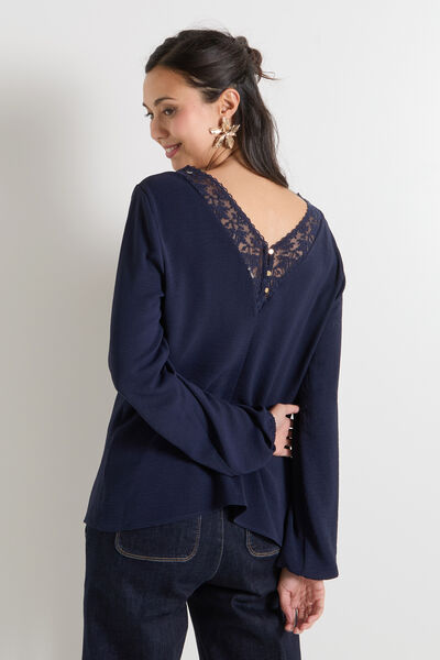 Blouse col V manches longues femme