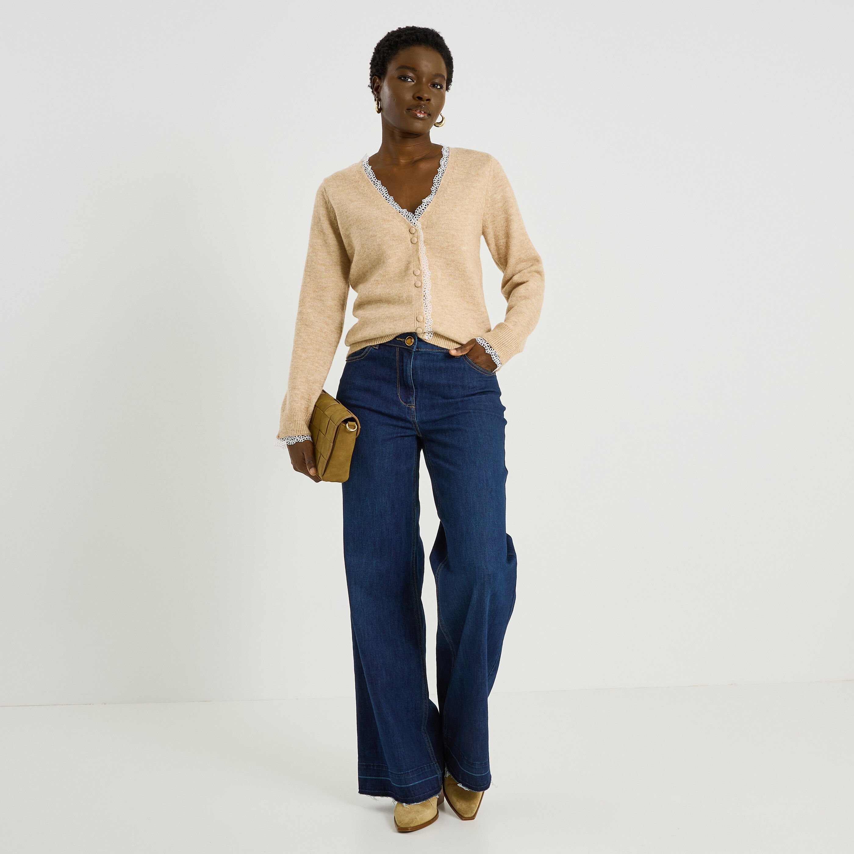 Gilet 2 en 1 d&eacute;tails ajour&eacute;s femme