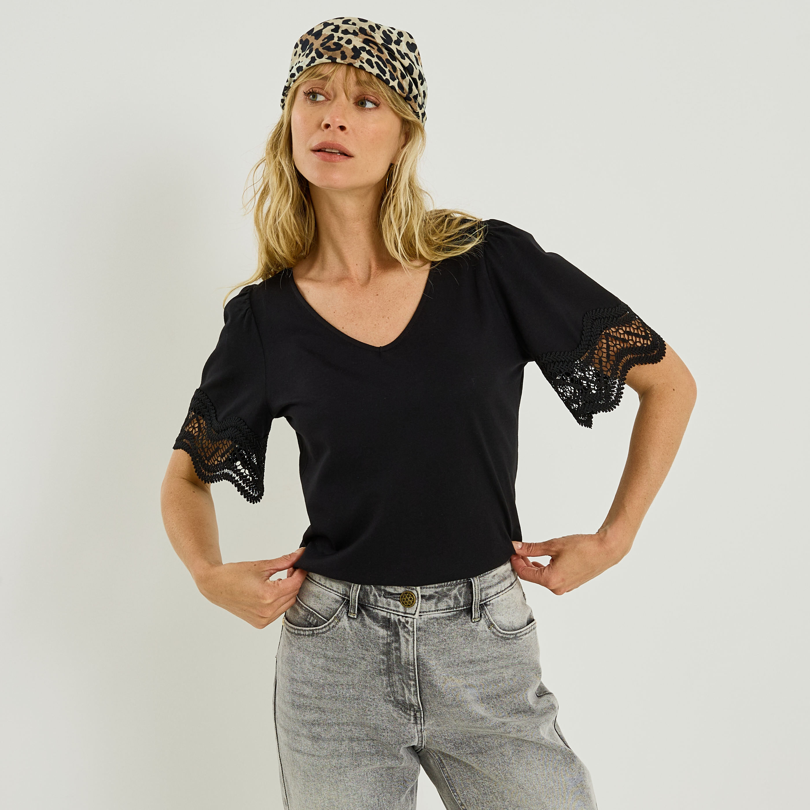 T-shirt col V femme