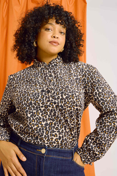 Blouse en velours imprimé léopard femme