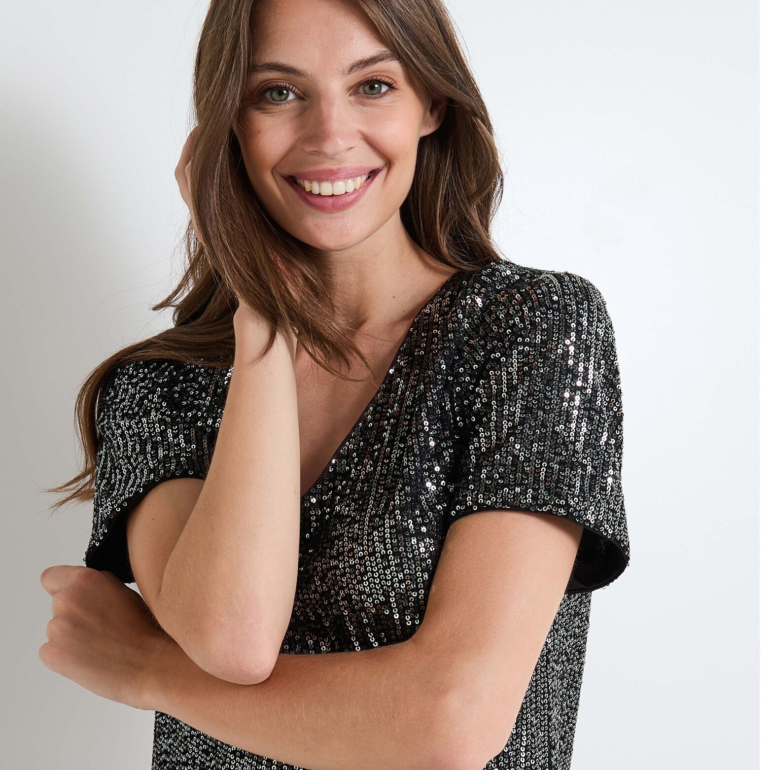 Robe col V femme