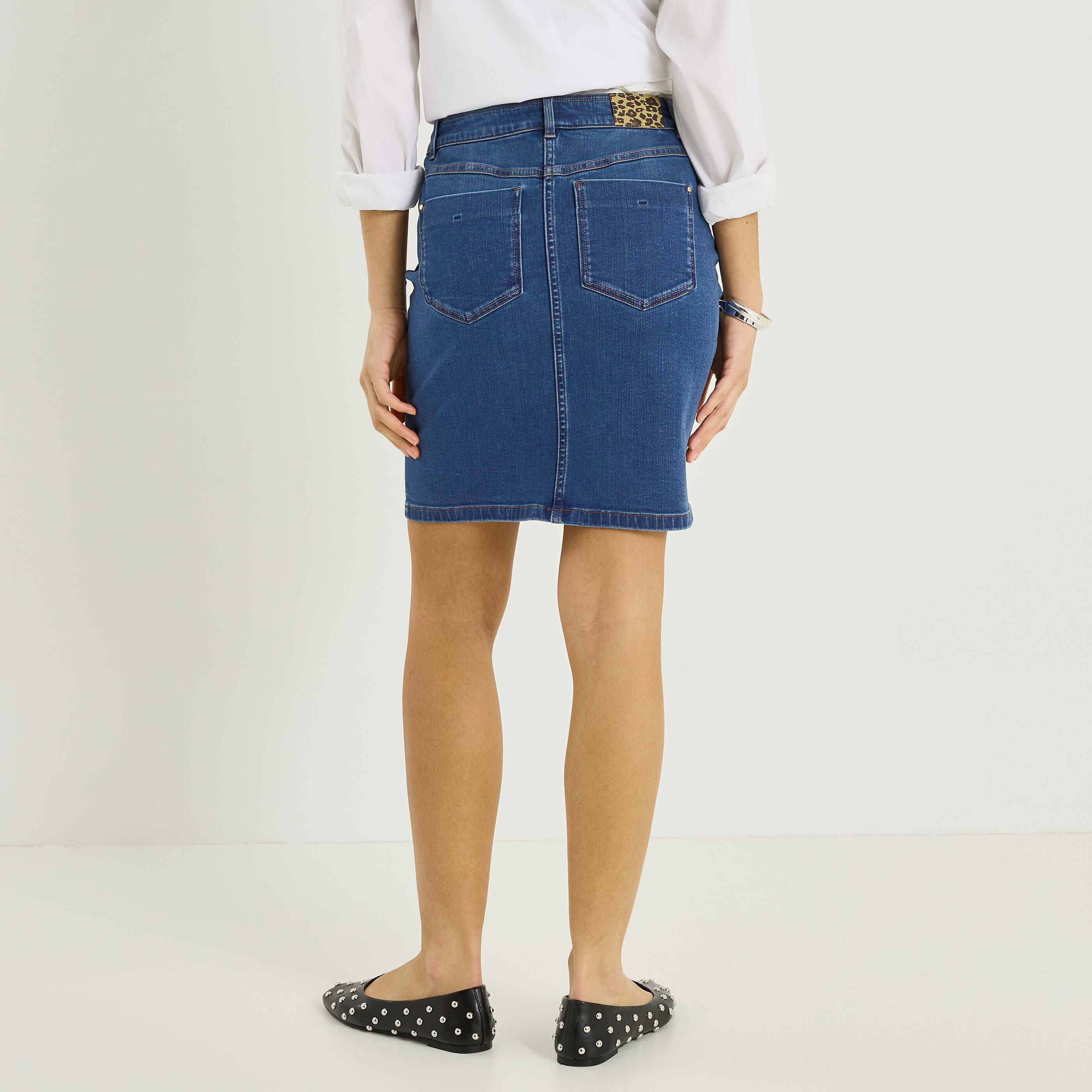 Jupe droite en denim 