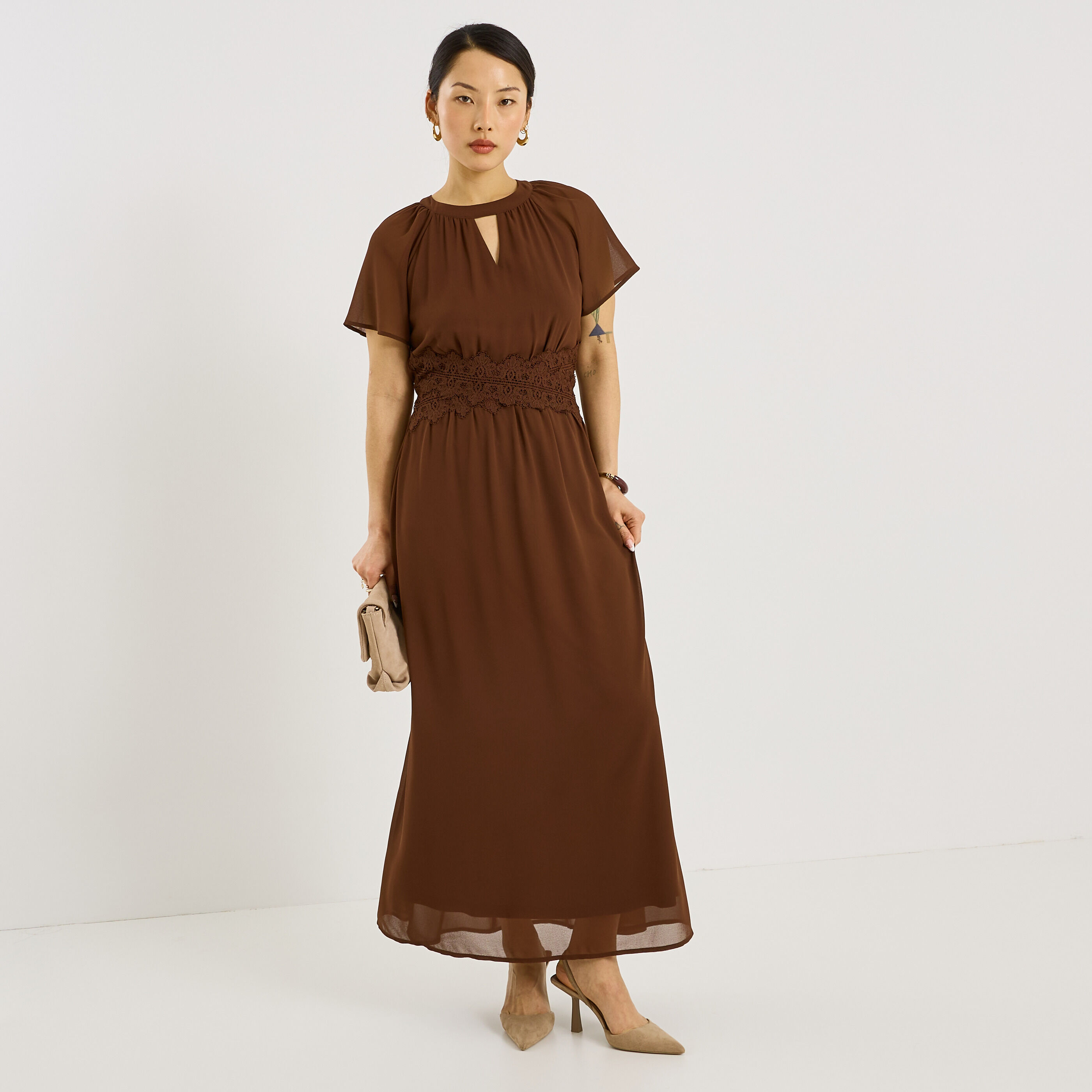 Robe longue unie habill&eacute;e 