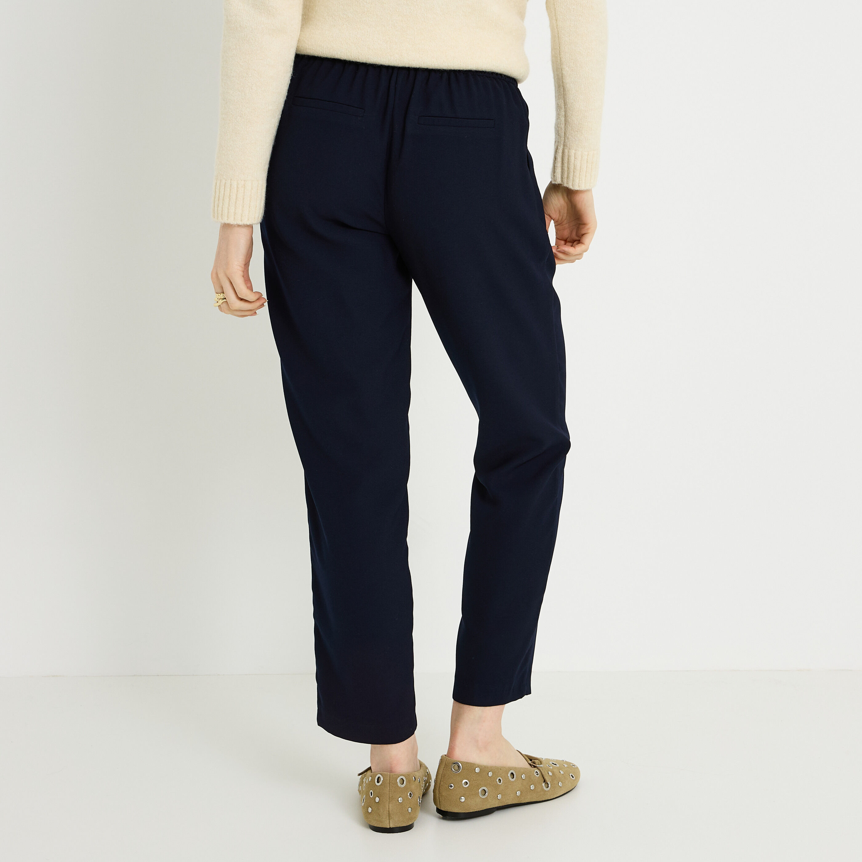 Pantalon fluide taille &eacute;lastiqu&eacute;e femme