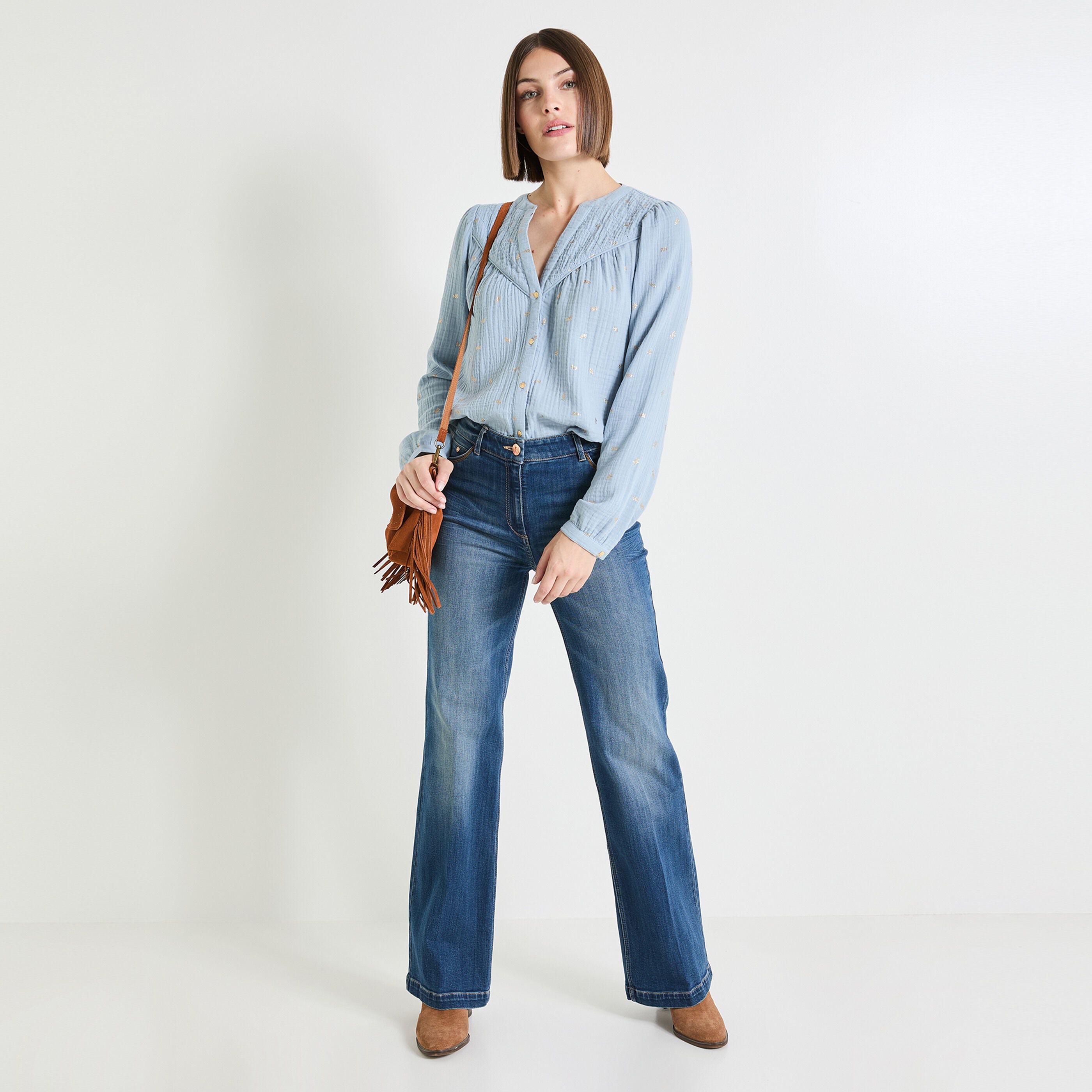 Chemisier col V femme