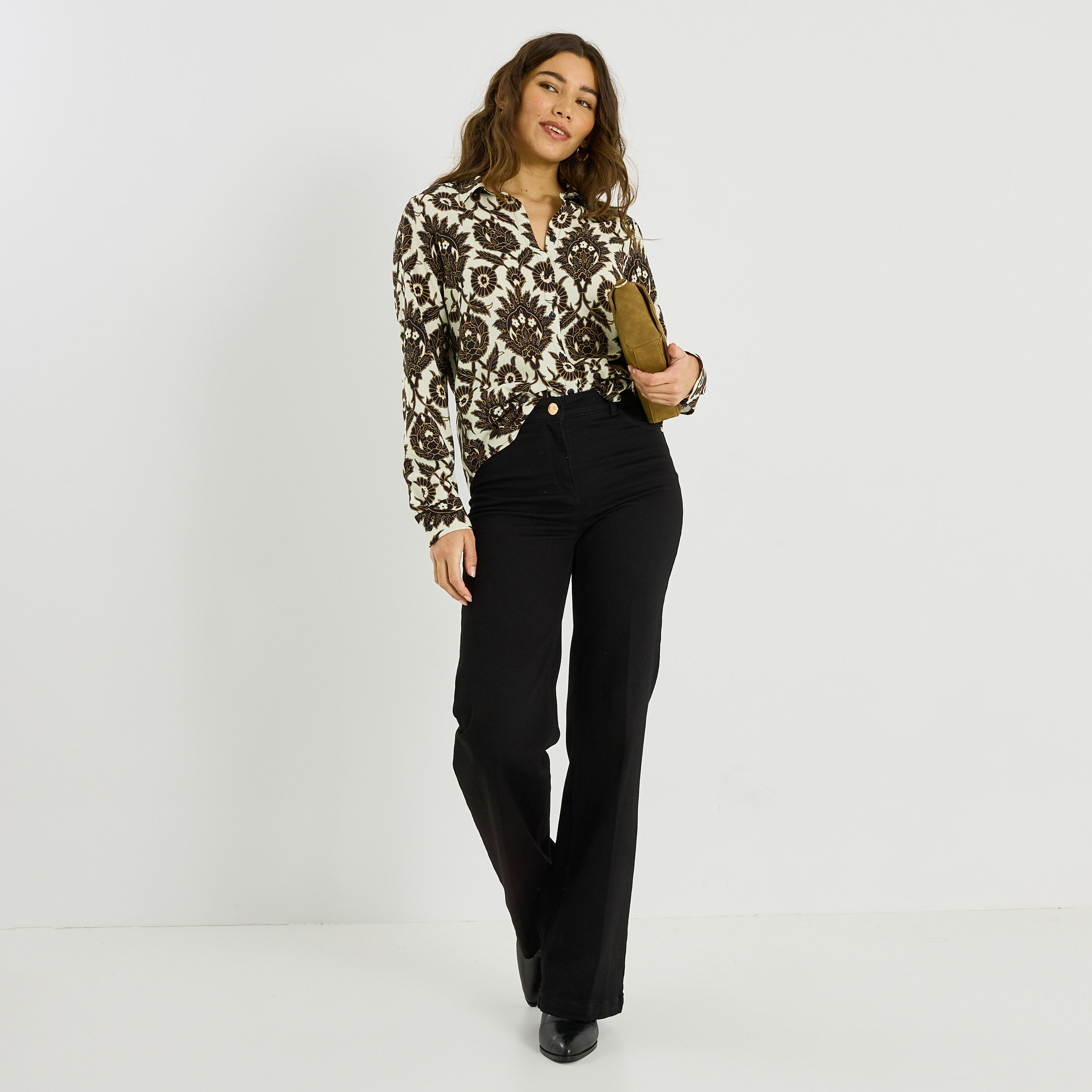 Chemise fluide imprim&eacute;e femme