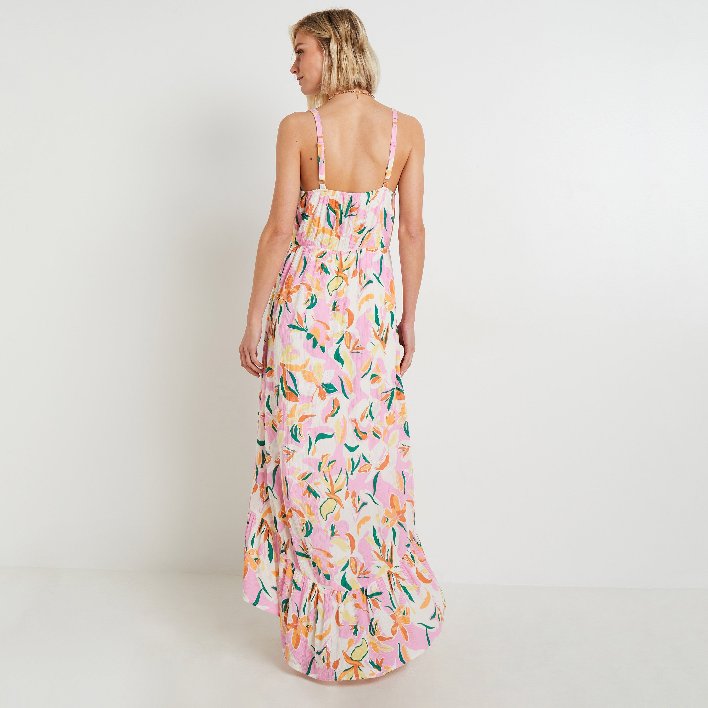 Robe longue imprim&eacute;e femme