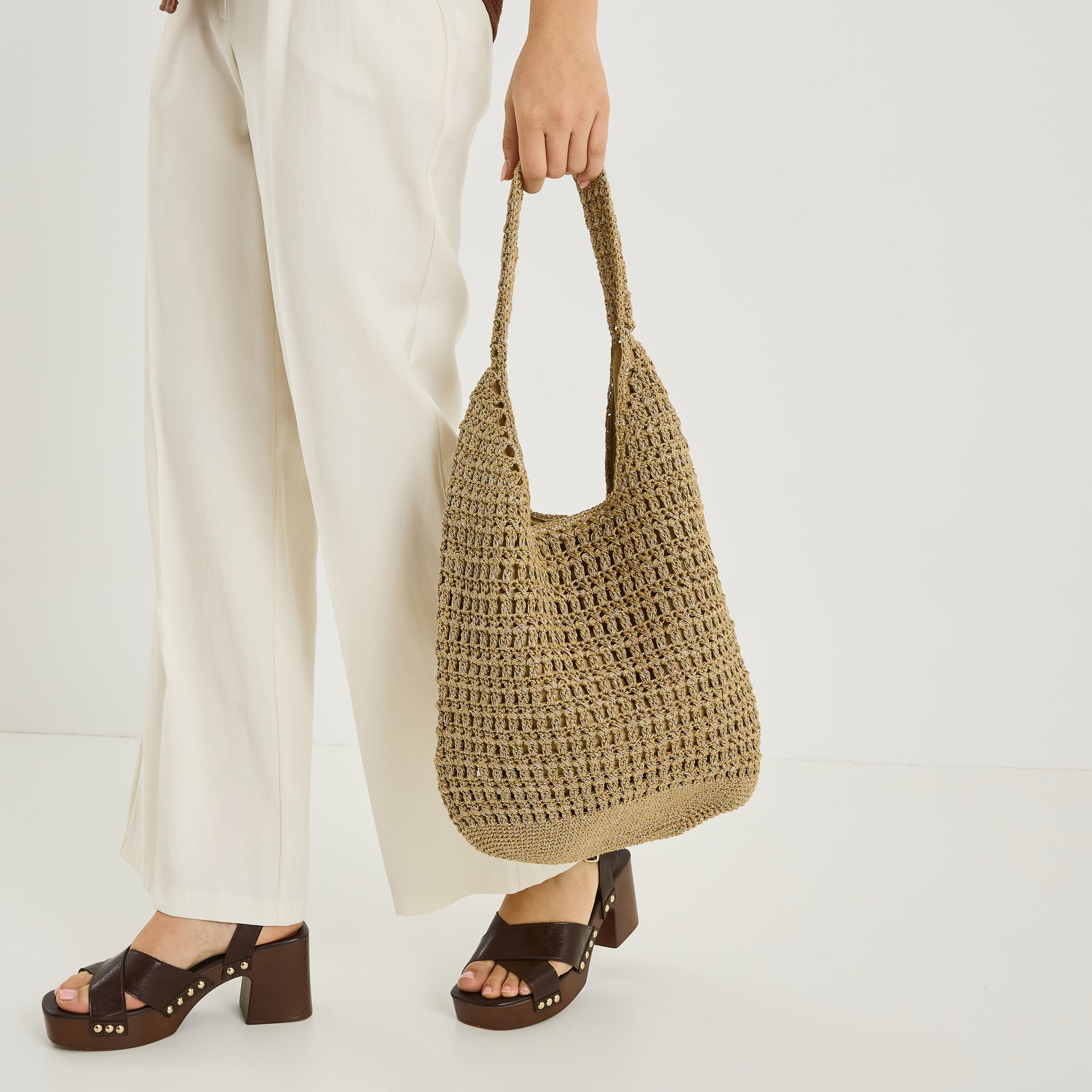 Grand sac en crochet brillant femme