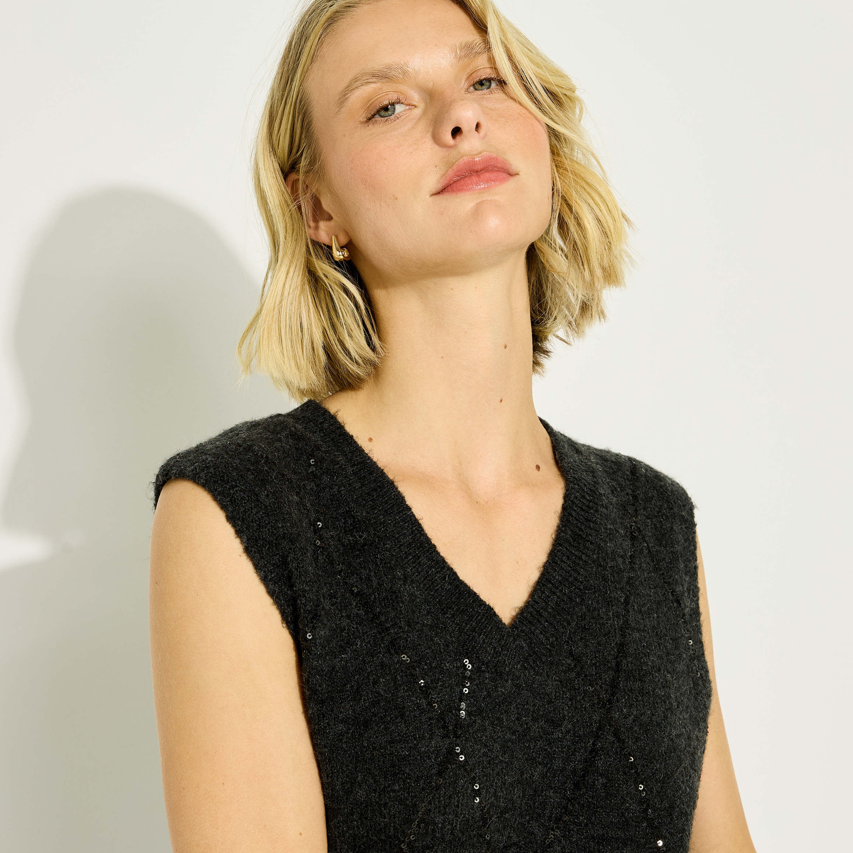 Pull sans manches fantaisie femme