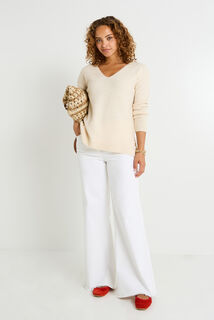 Pull col V femme
