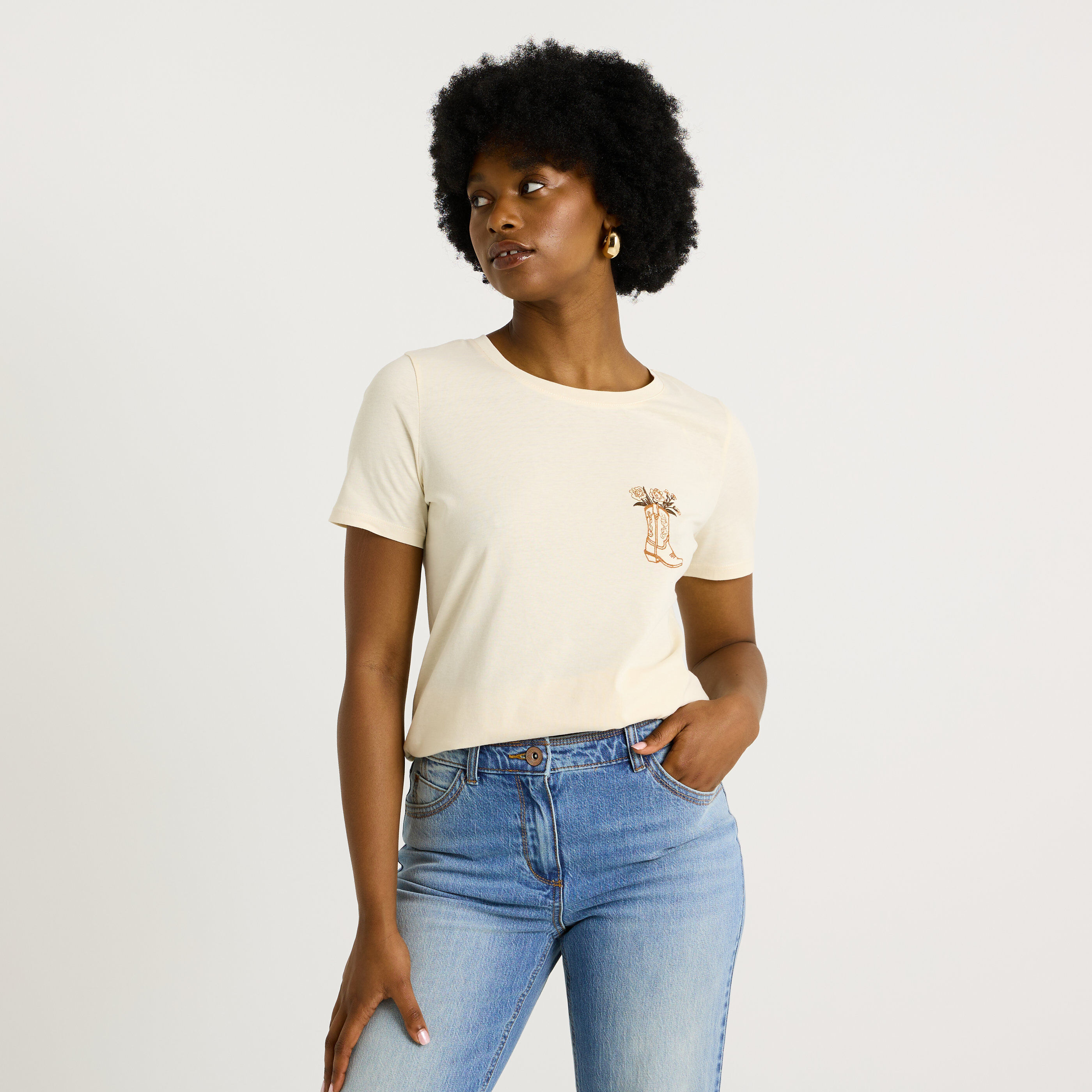 T shirt col rond femme