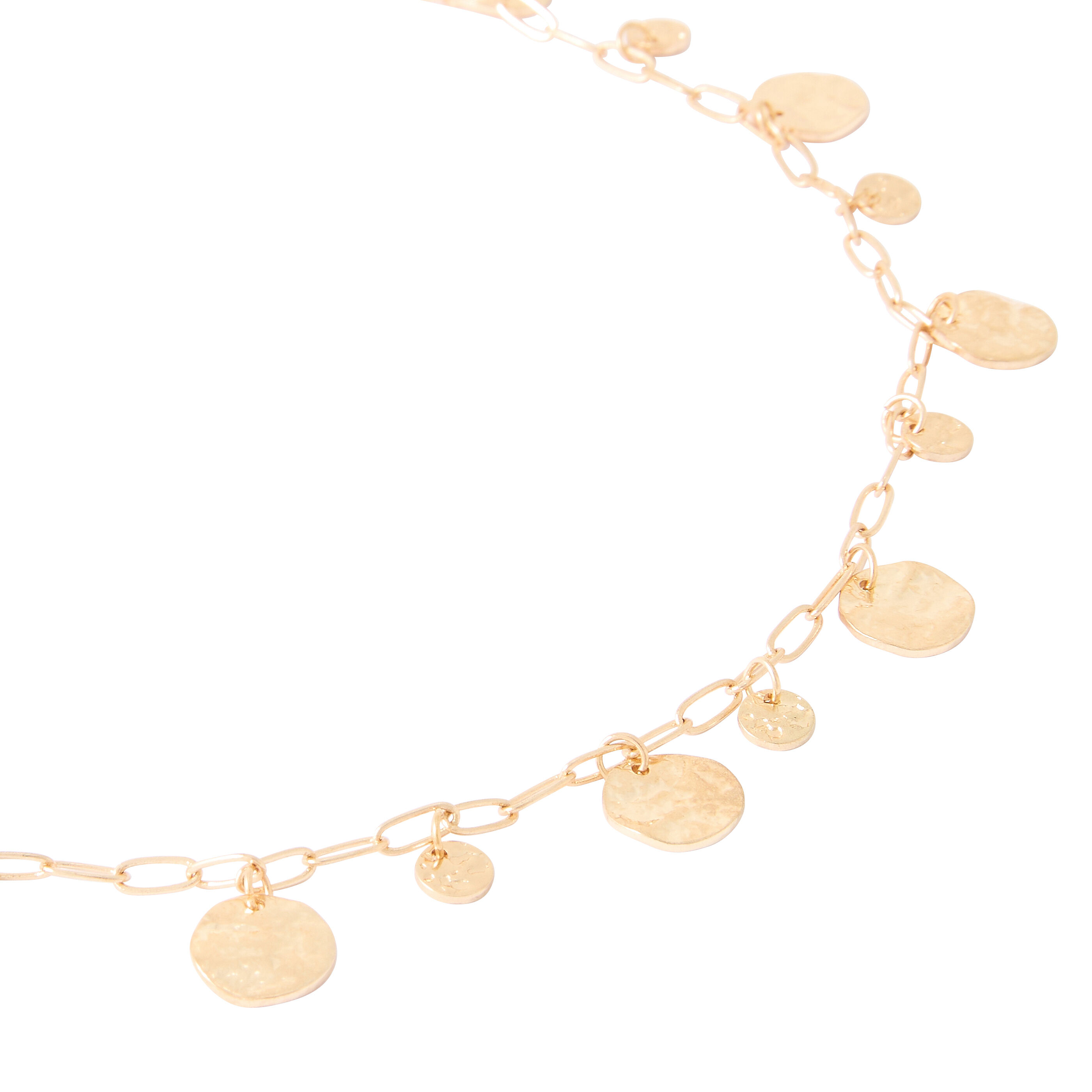 Collier m&eacute;dailles martel&eacute;es