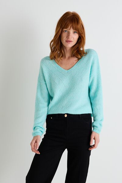 Pull col V femme