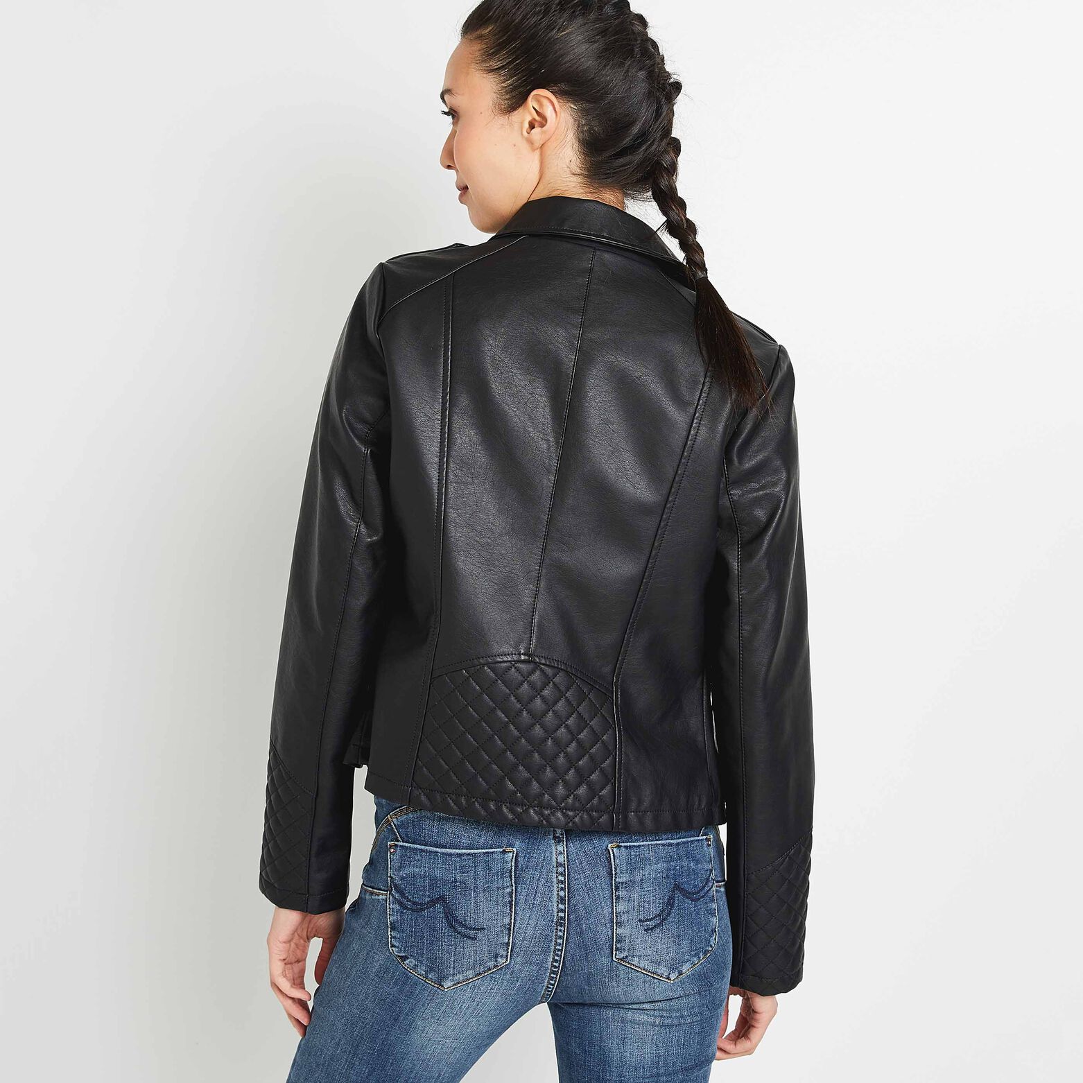 Blouson simili noir femme