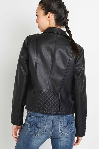Blouson simili noir femme
