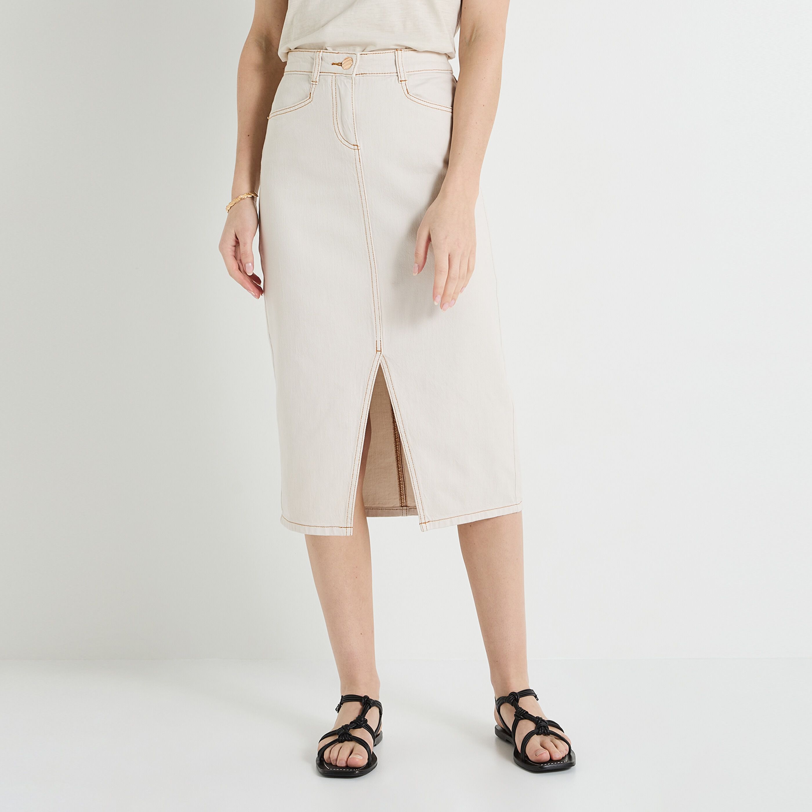 Jupe longue en denim femme