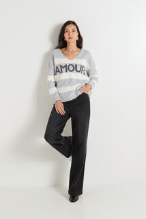 Pull col V femme