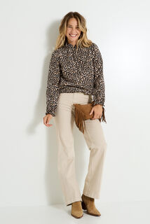 Blouse en velours imprimé léopard femme